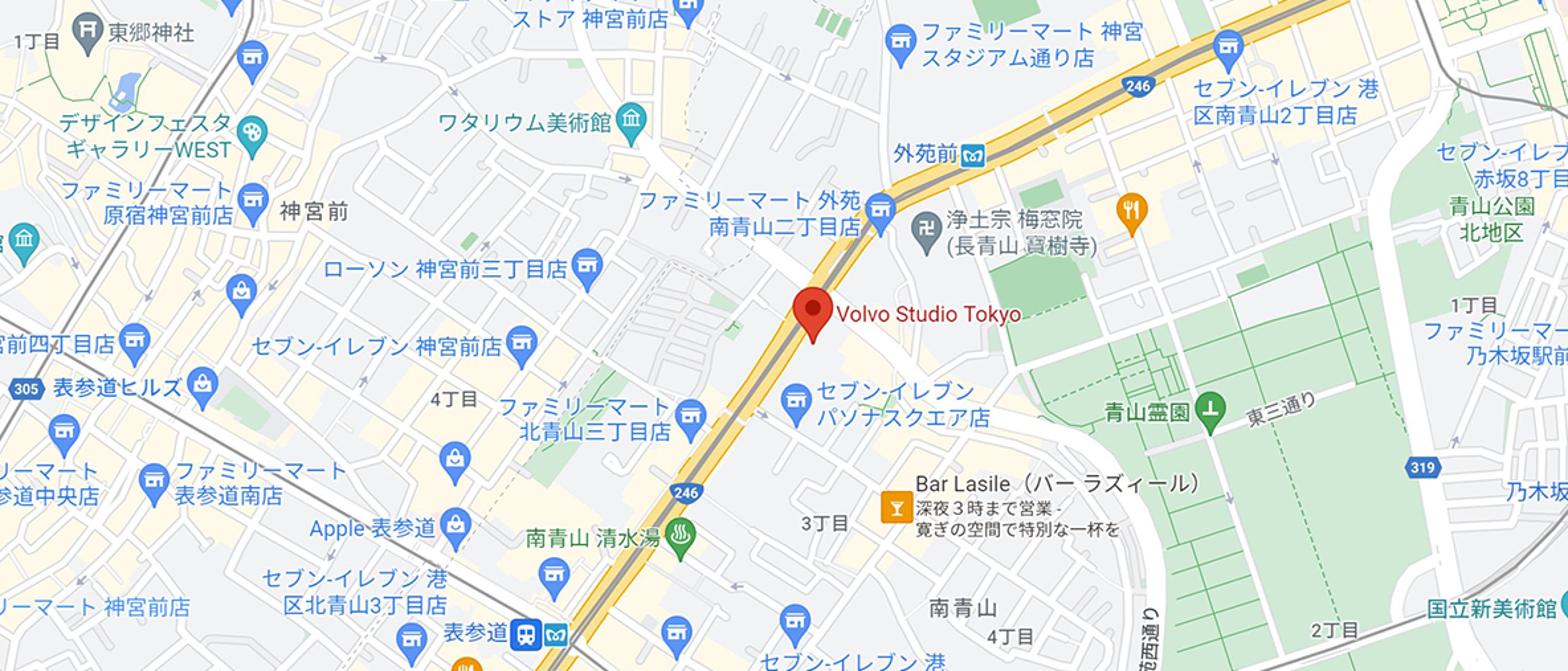 Volvo studio Tokyo map