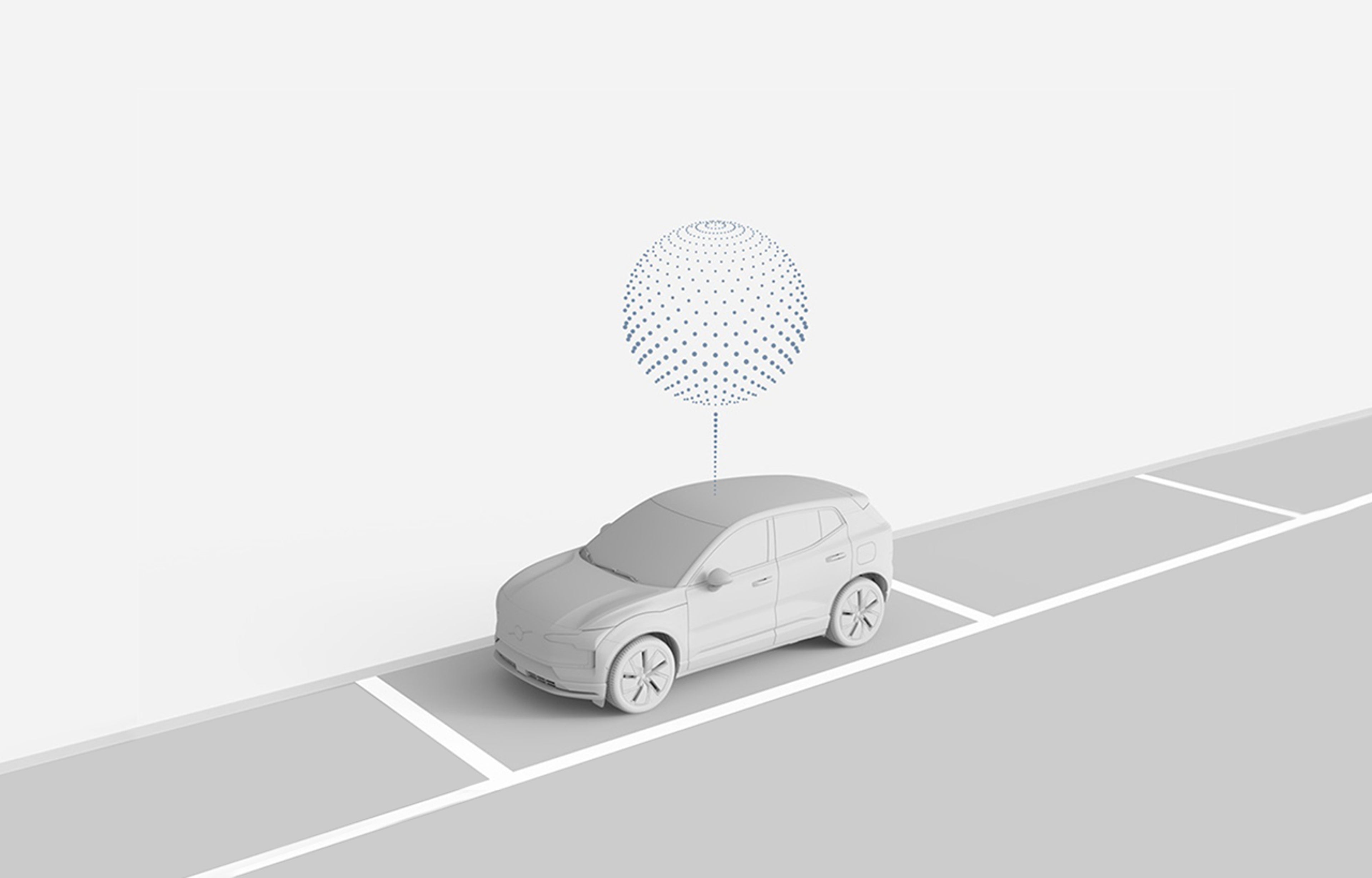 En digital återgivning av en parkerad bil