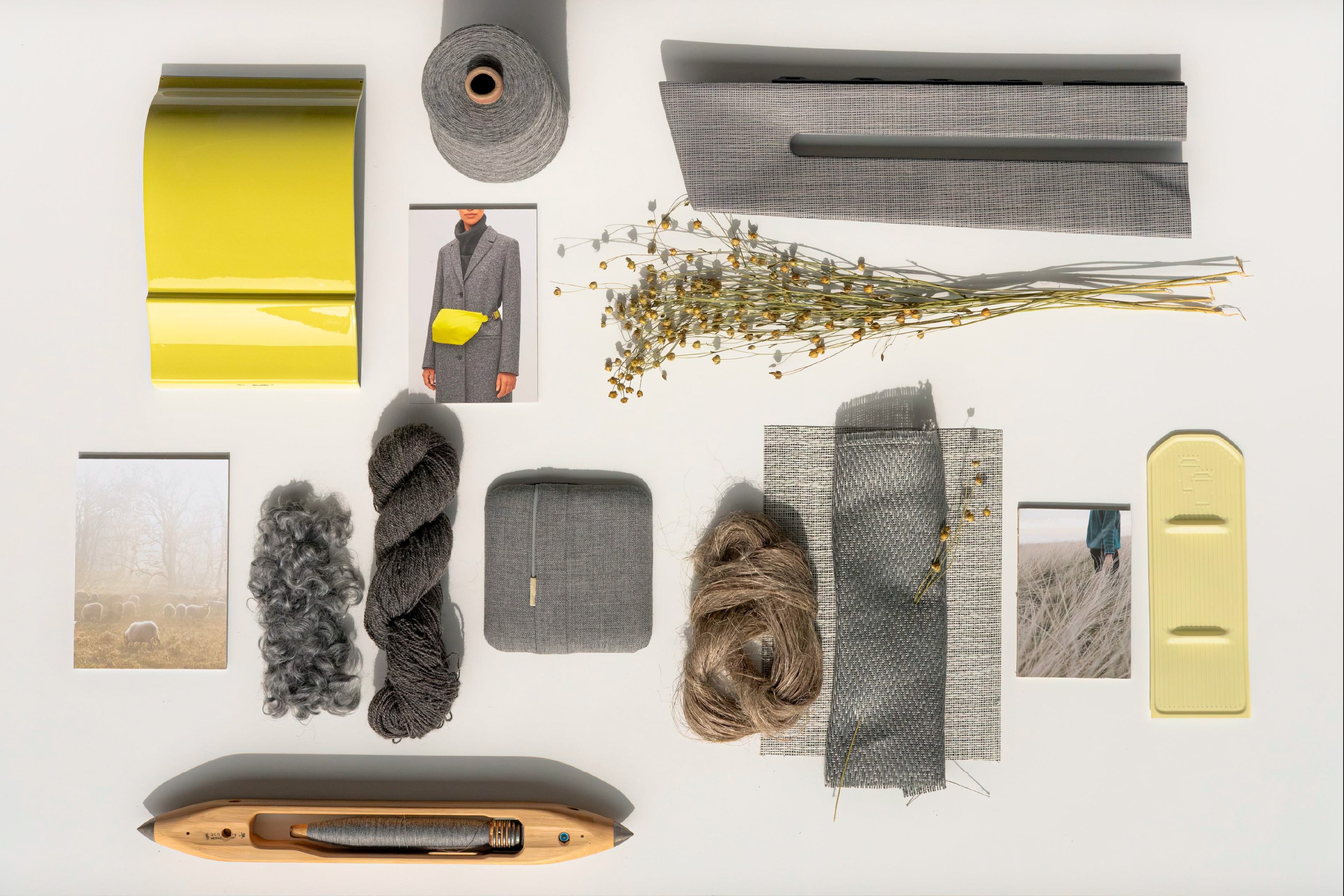 Moodboard for the colour Moss Yellow for the Volvo EX30