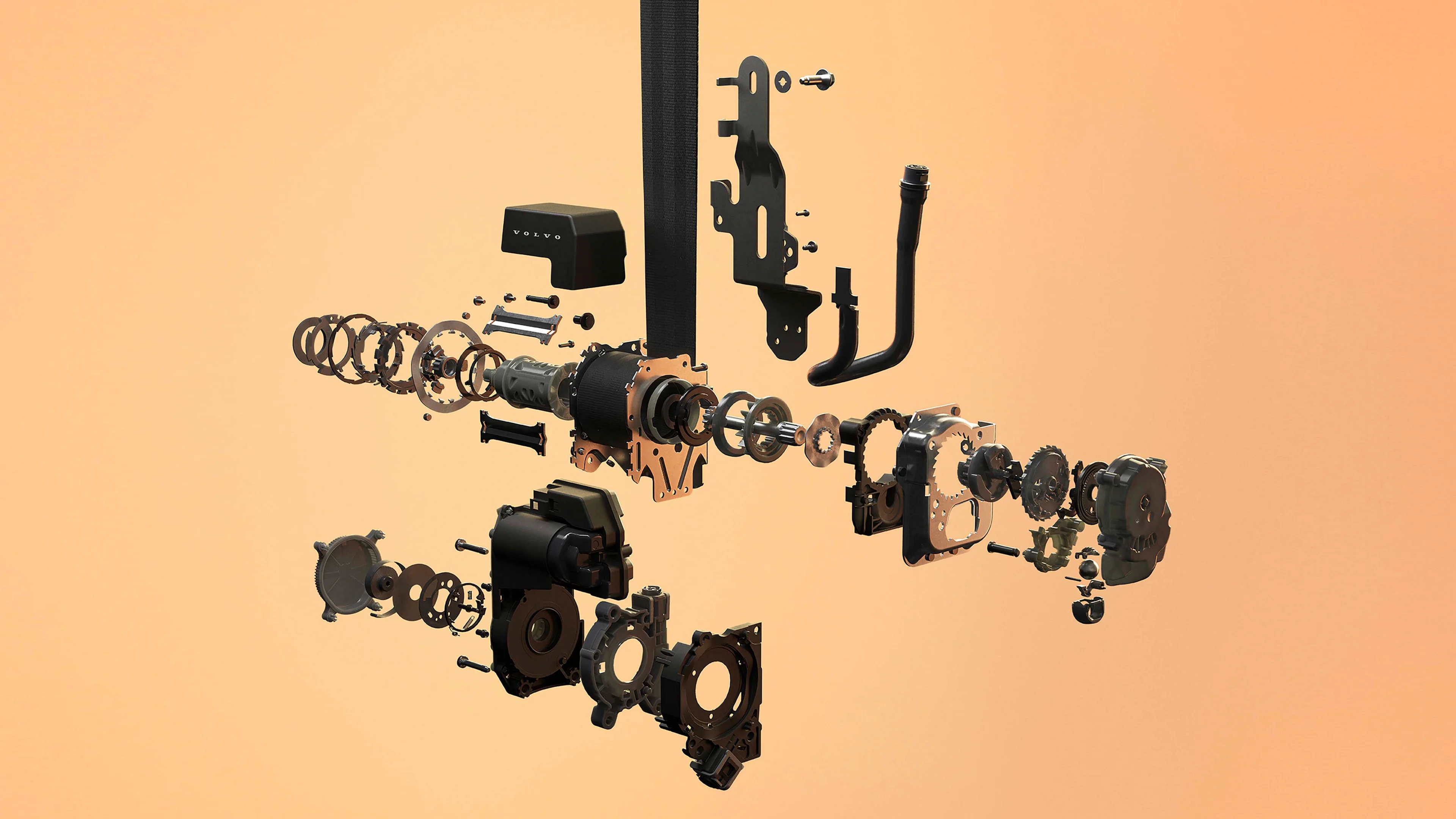 Engranaje del nuevo cinturón de seguridad multiadaptativo de Volvo.