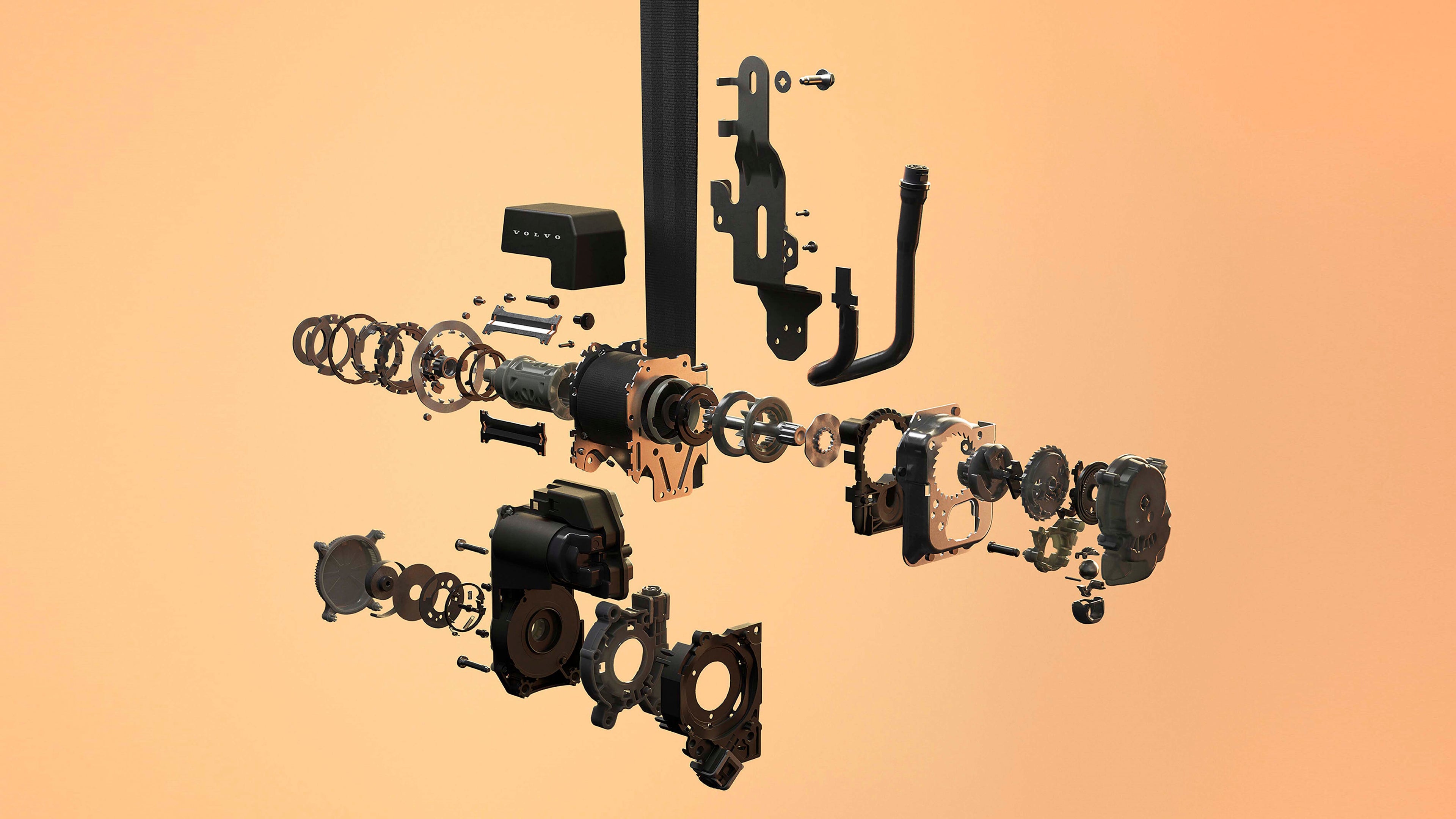 Engranaje del nuevo cinturón de seguridad multiadaptativo de Volvo.