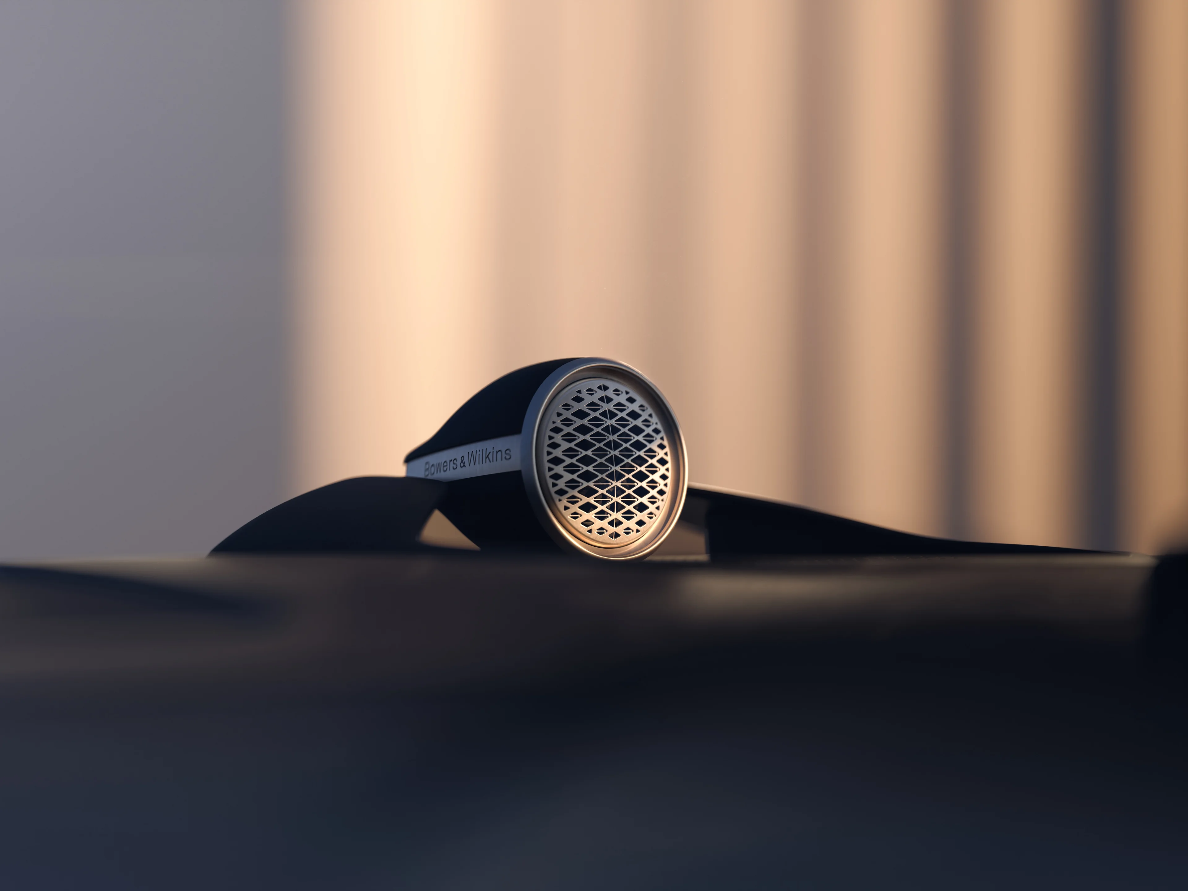 Bowers and Wilkins speaker on the dashboard of Volvo EM90"