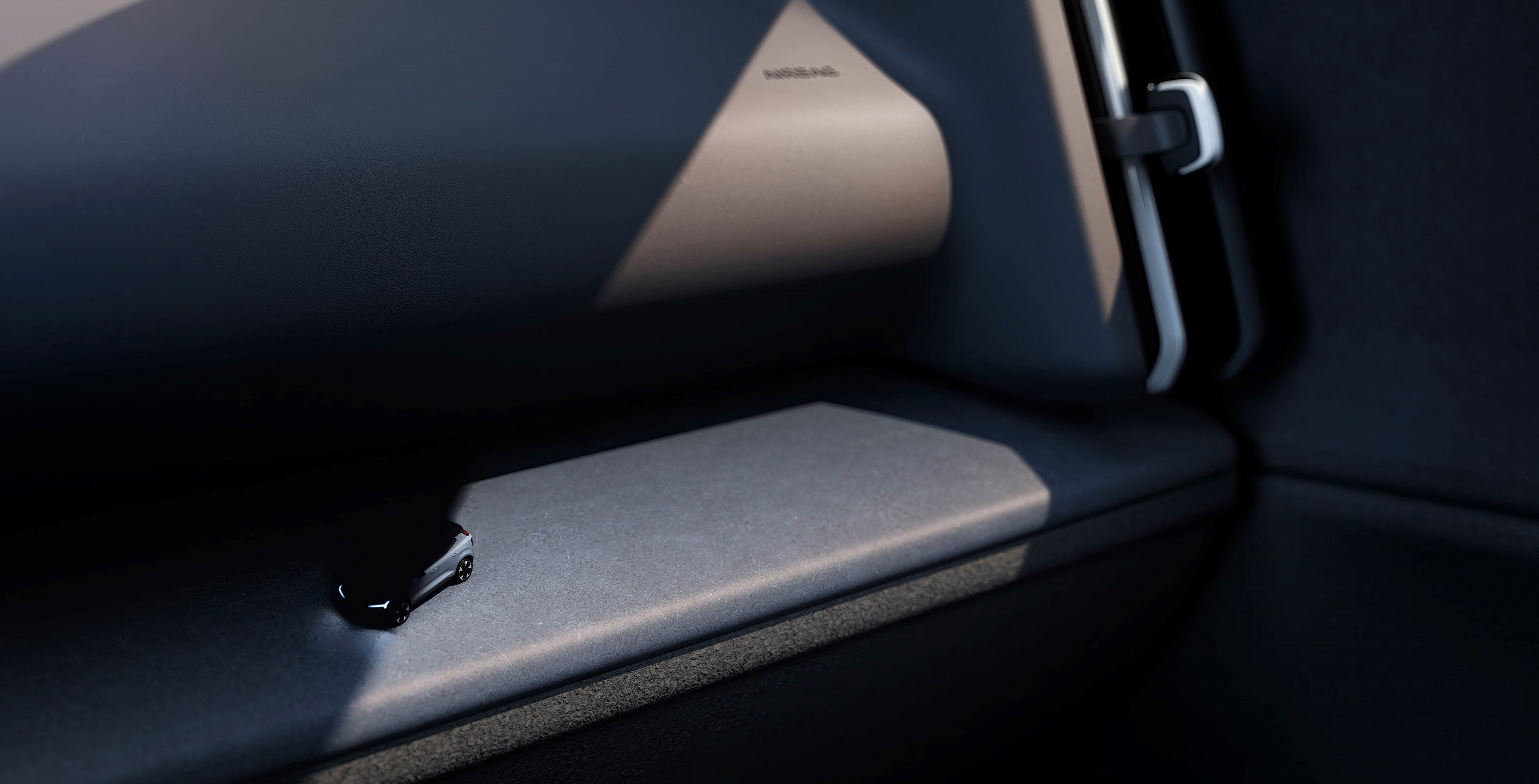 Yksityiskohta Volvo EX30 täyssähköauton sisätiloista.