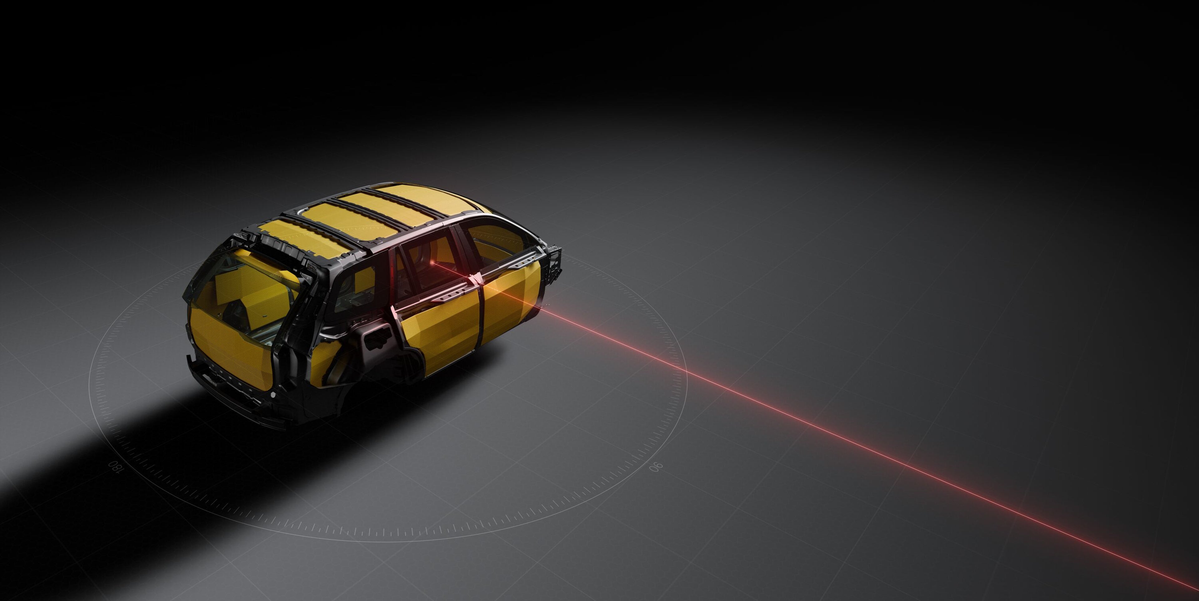 Volvo armoured SUV structural reinforcement mapping for ballistic protection.