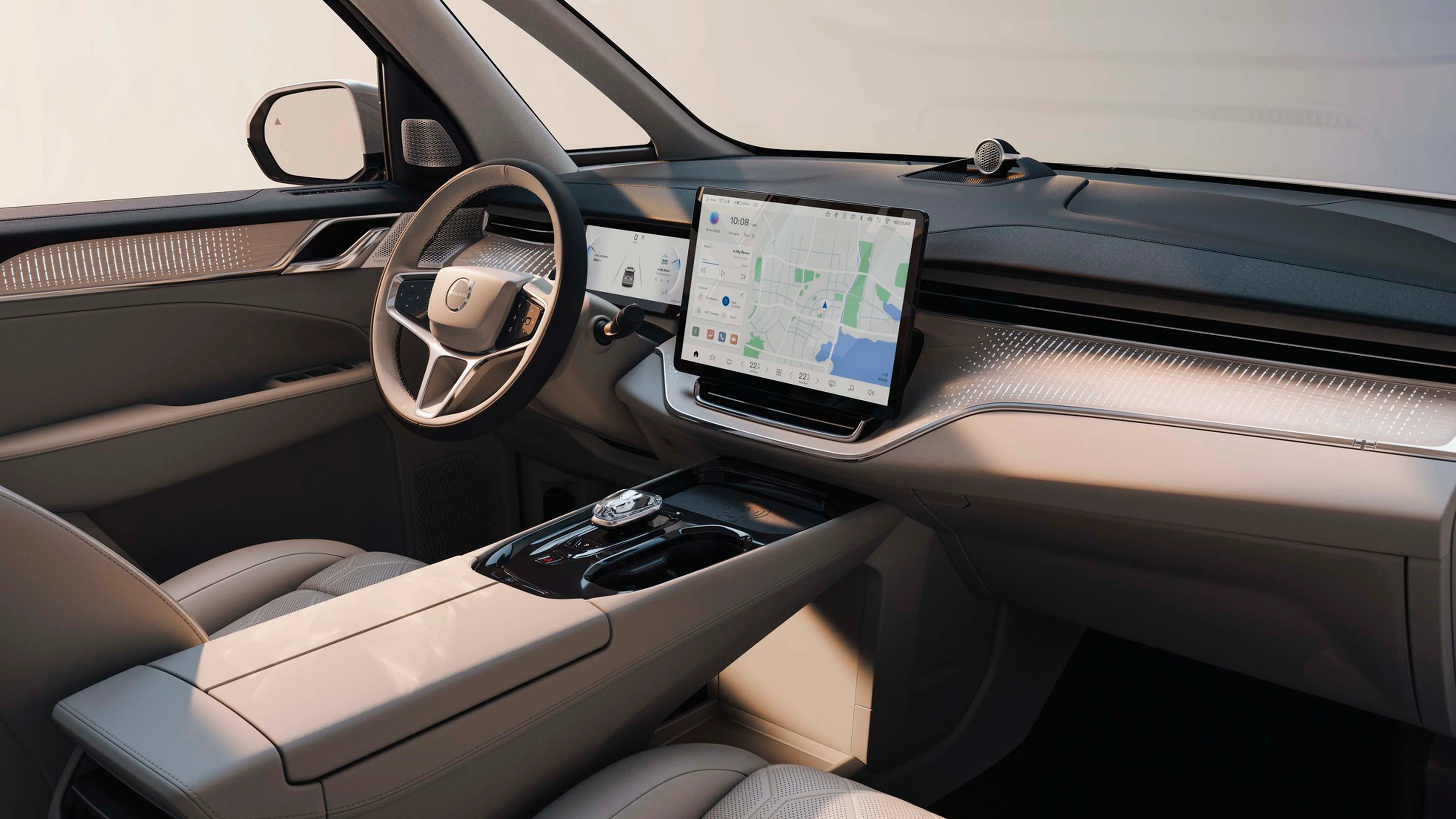 Interior Volvo EM90 consola central