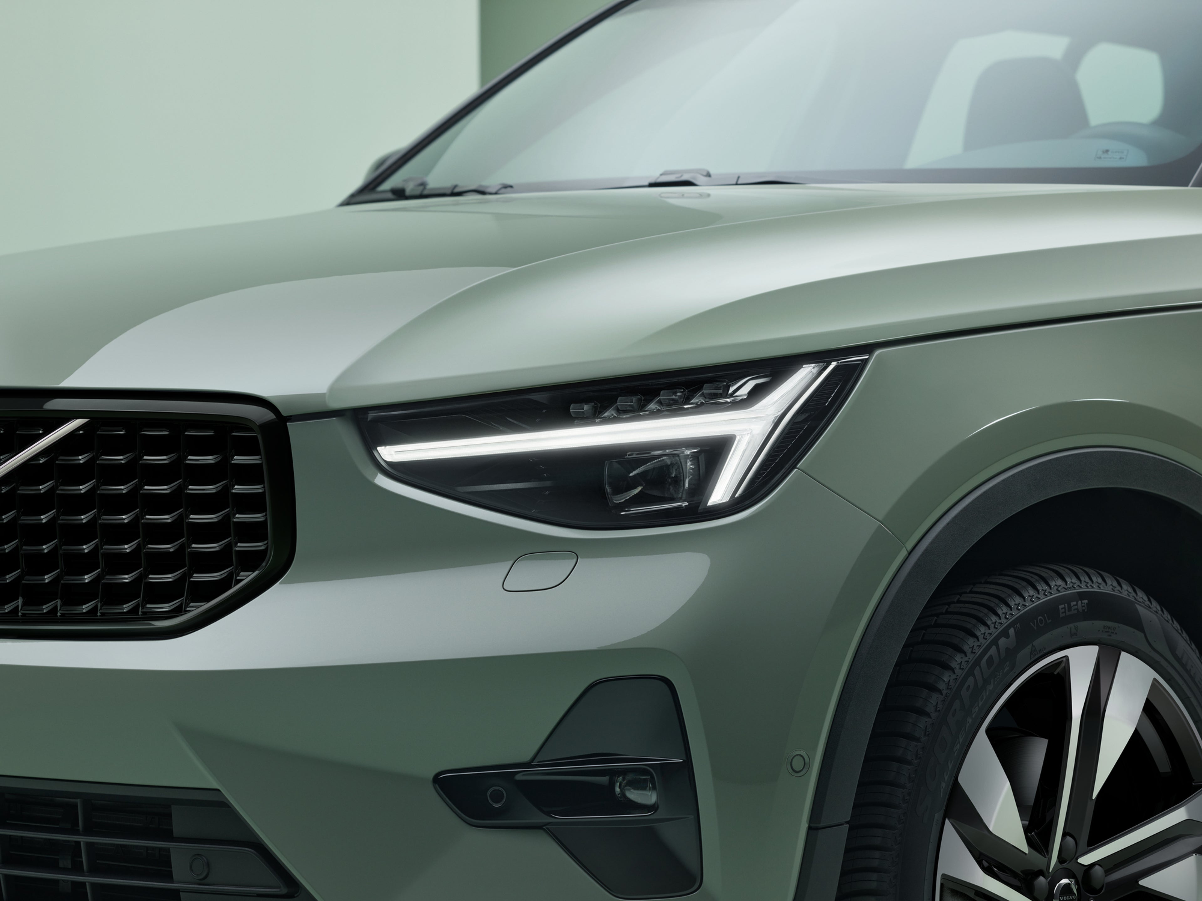 Close up of car headlight