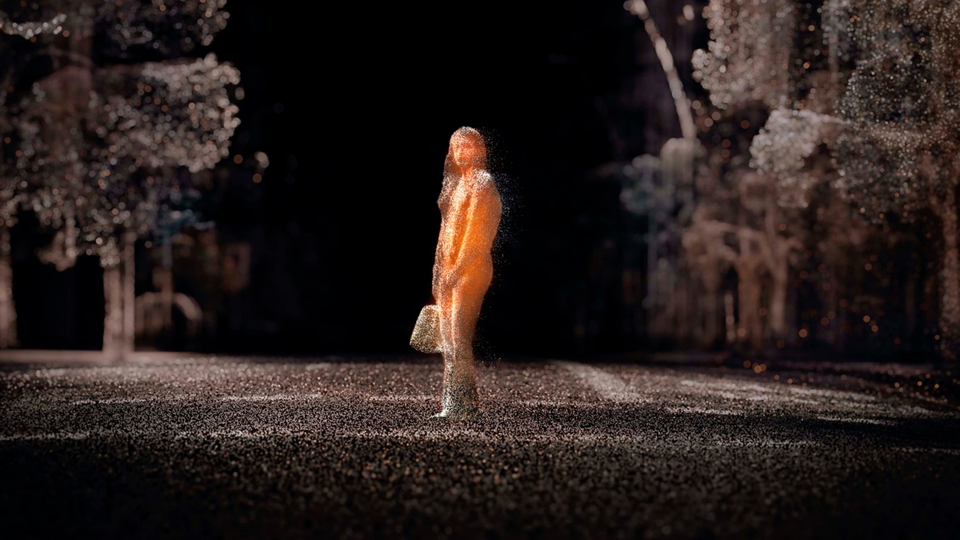 Imagen desarrollado por inteligencia artificial con dispersión gaussiana de una mujer