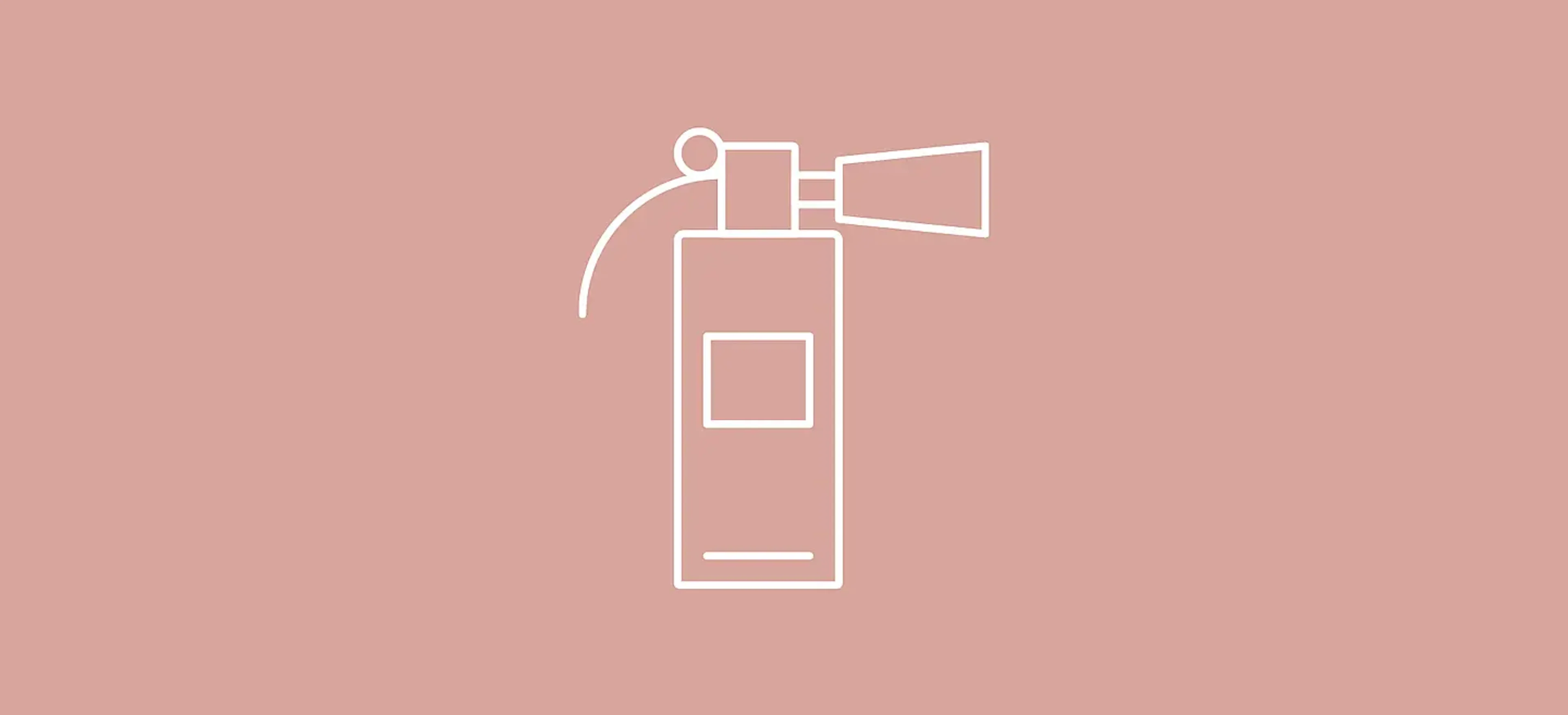 Ein Feuerlöscher Symbol auf hellrotem Hintergrund