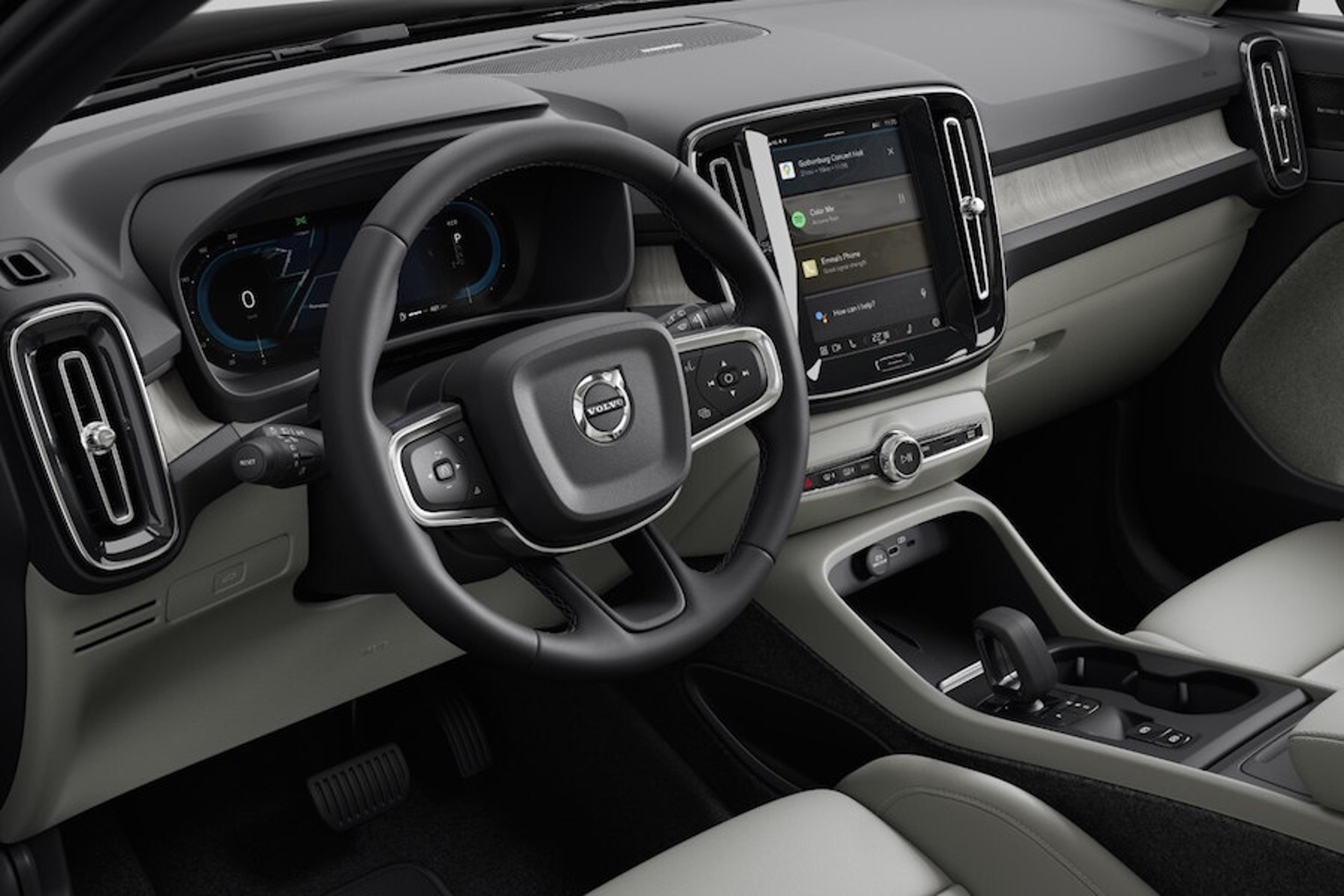 XC40 interior shot of steering wheel