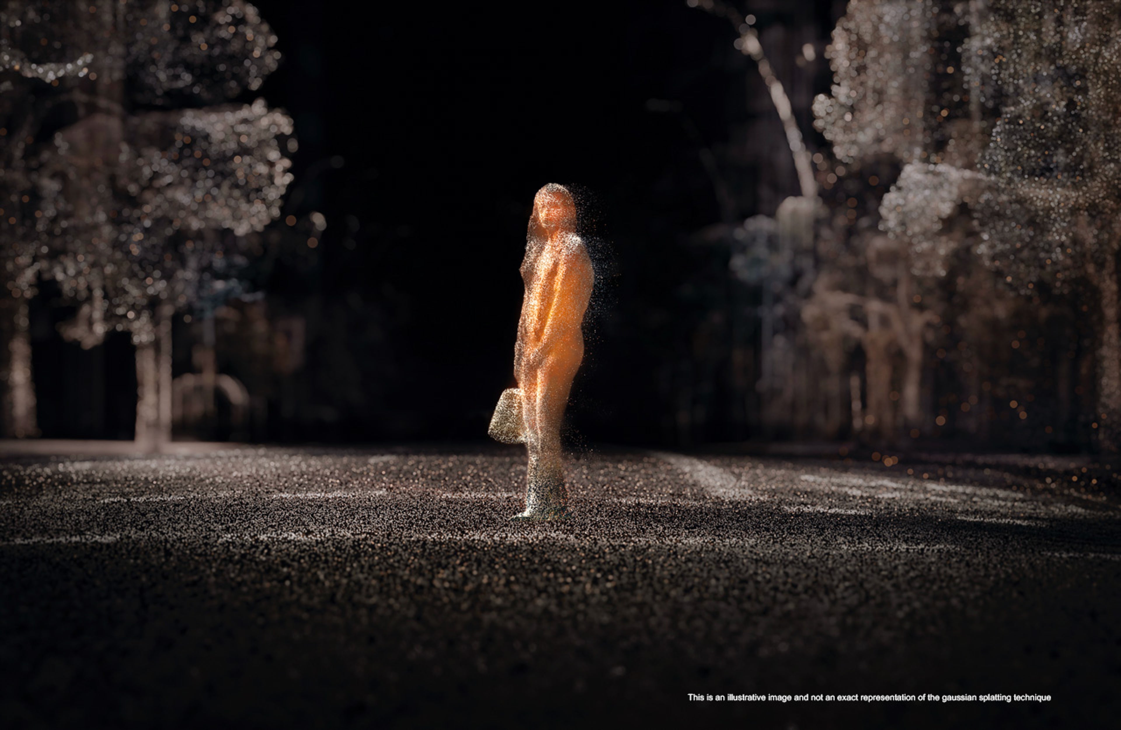 مشهد شارع واقعي تم إنشاؤه بواسطة الذكاء الاصطناعي مع اكتشاف المشاة لاختبار سلامة السيارة.