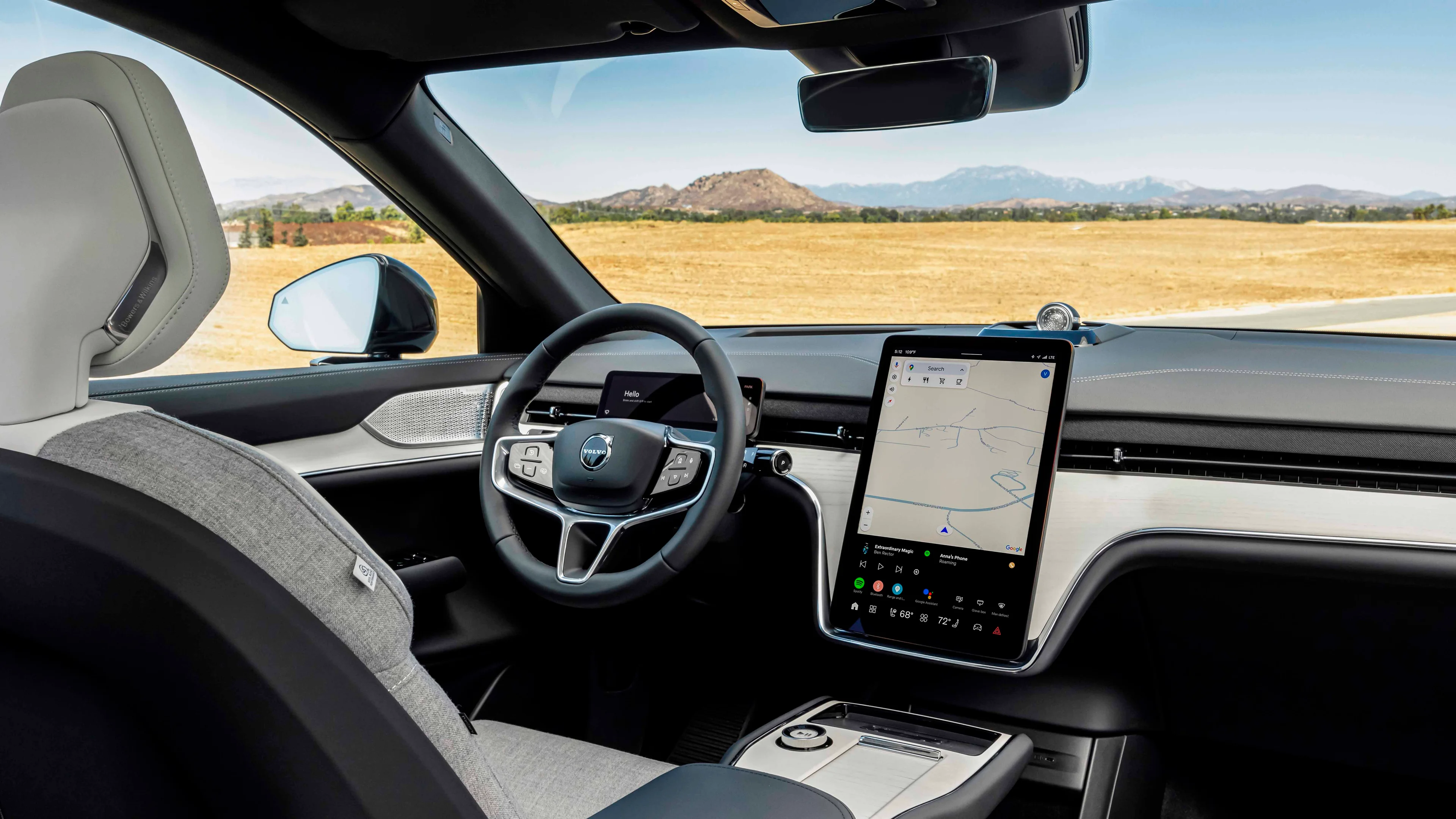 Interior de la cabina del Volvo EX90 con su consola central