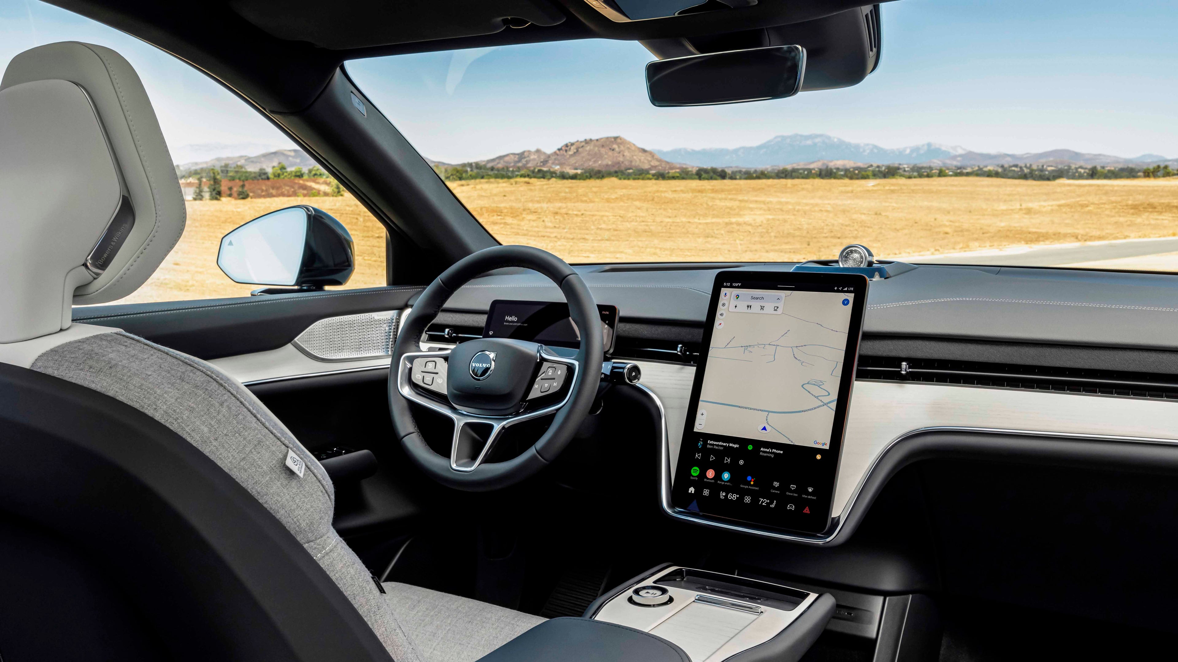 Interior de la cabina del Volvo EX90 con su consola central