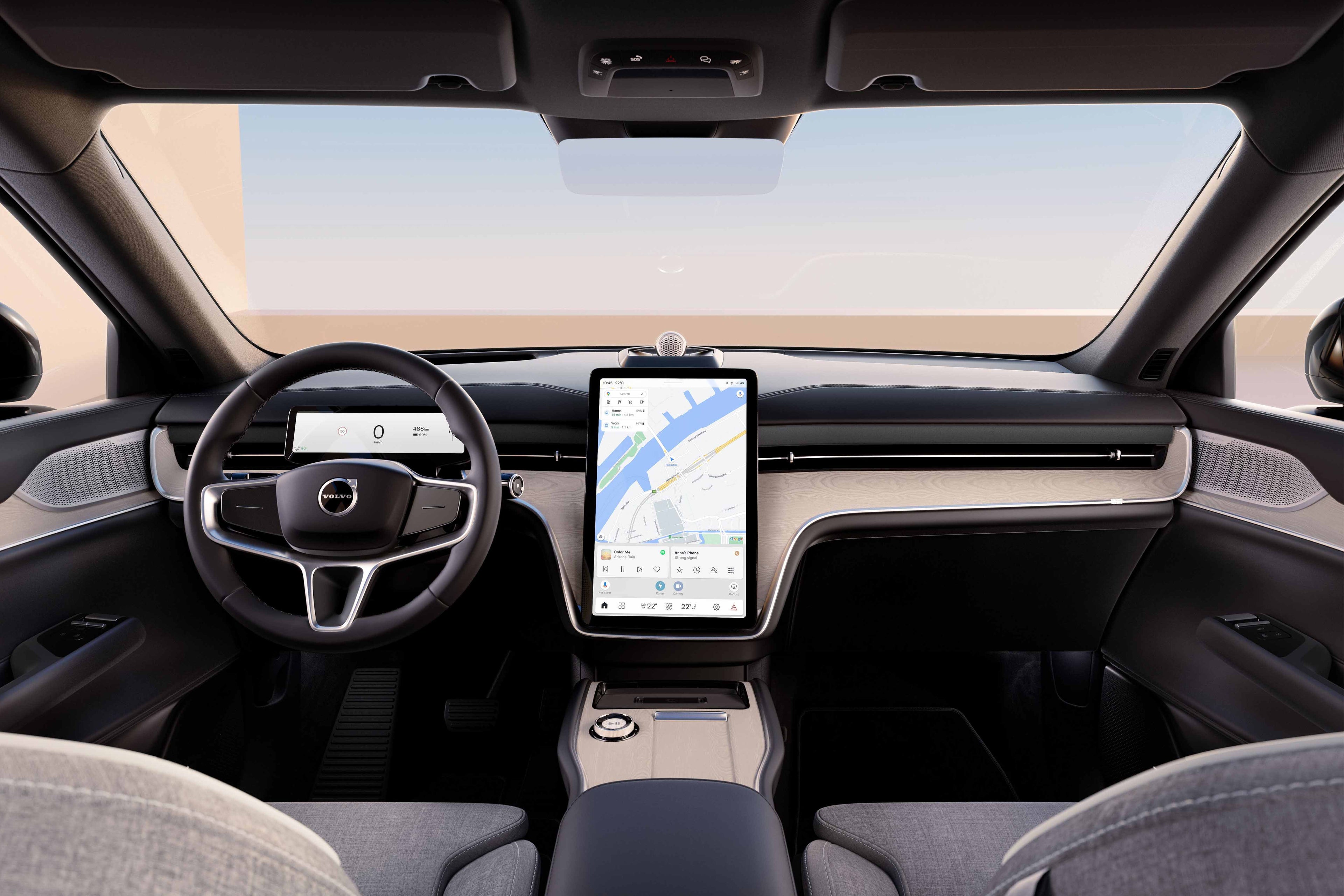 Front interior of Volvo EX90.