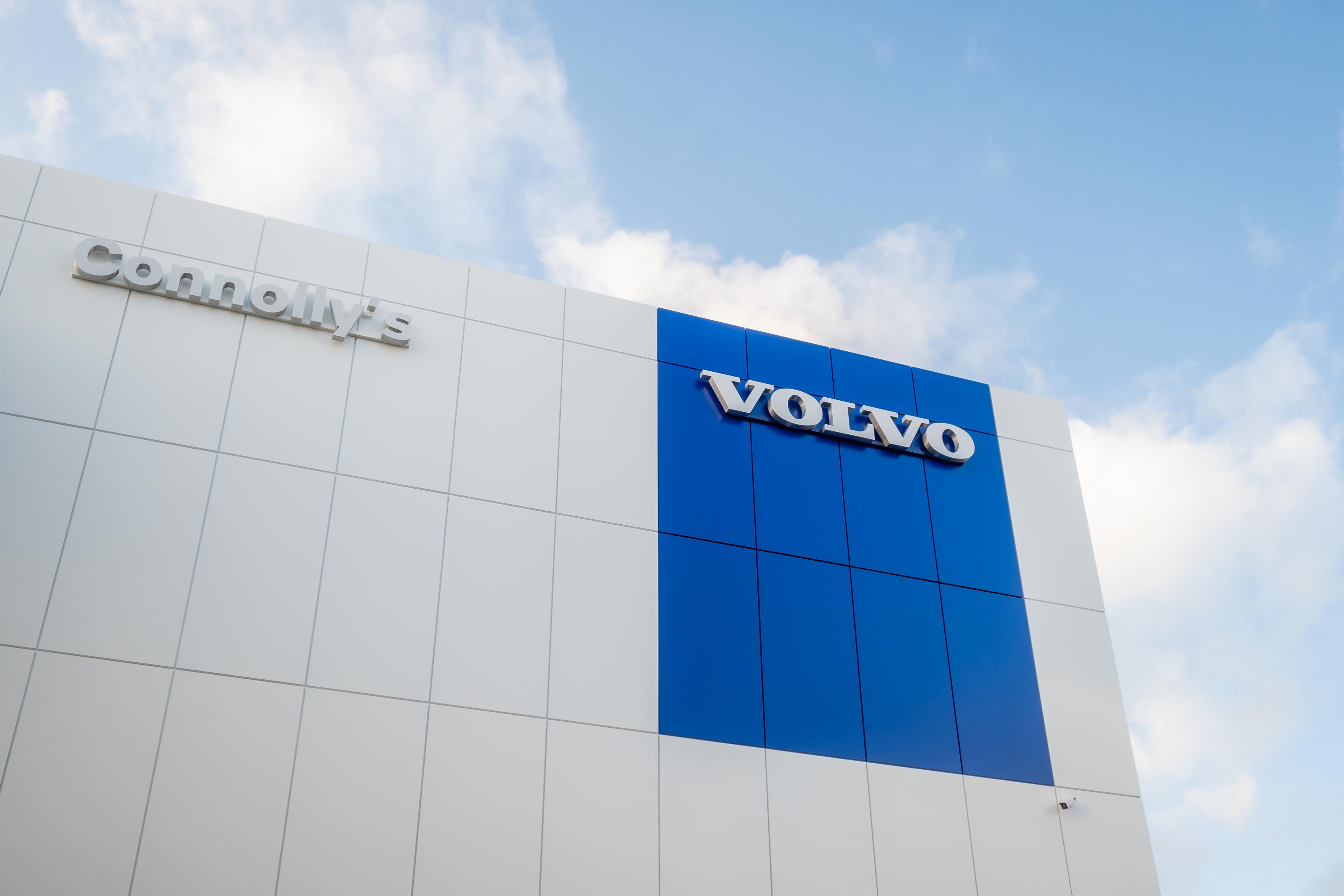 An artistic impression of a future fully electric Volvo car, but showing a transparent body so you can see the electric car batteries.