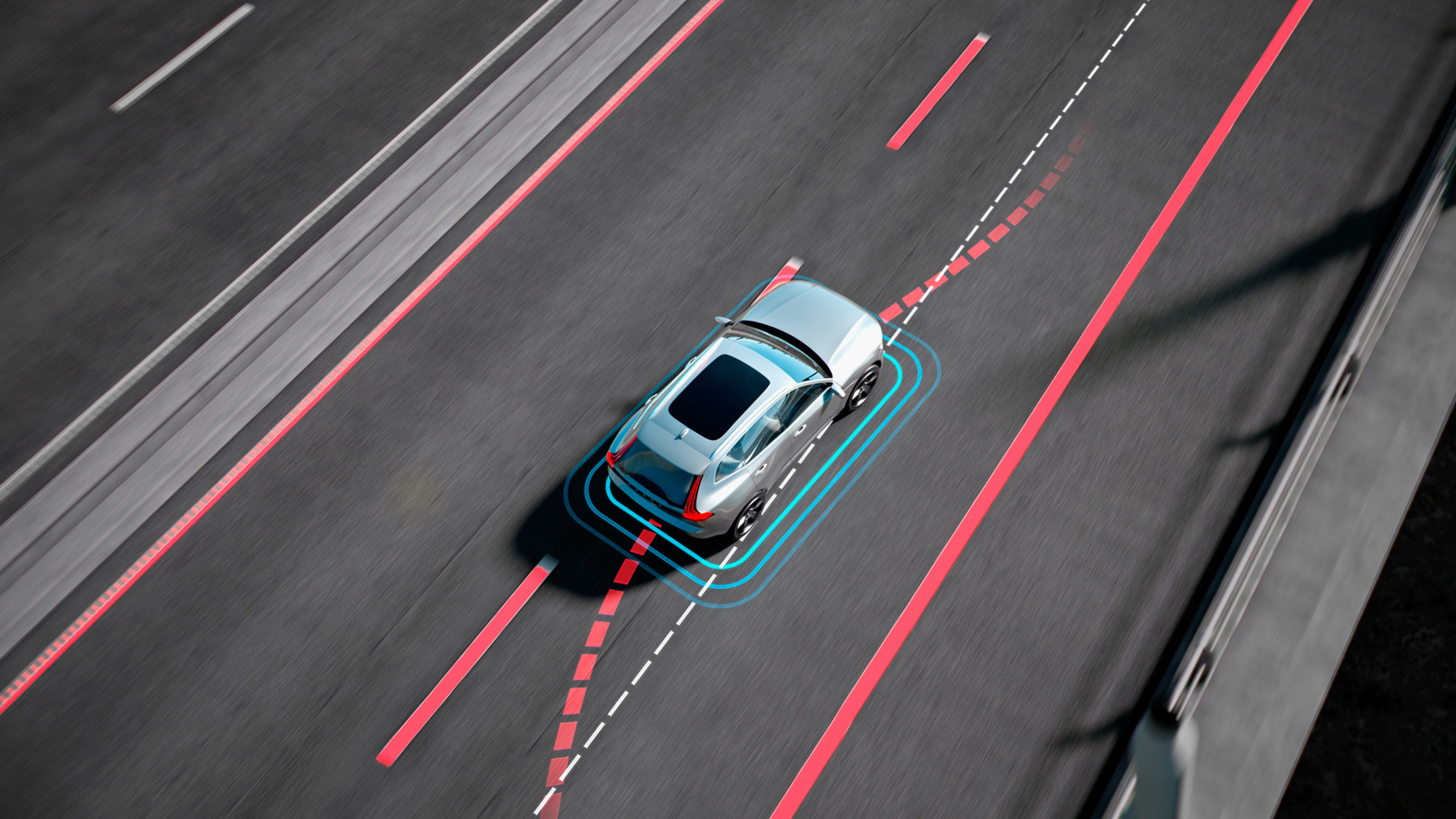 Driver Alert Control ohjaa auton takaisin kaistalle.