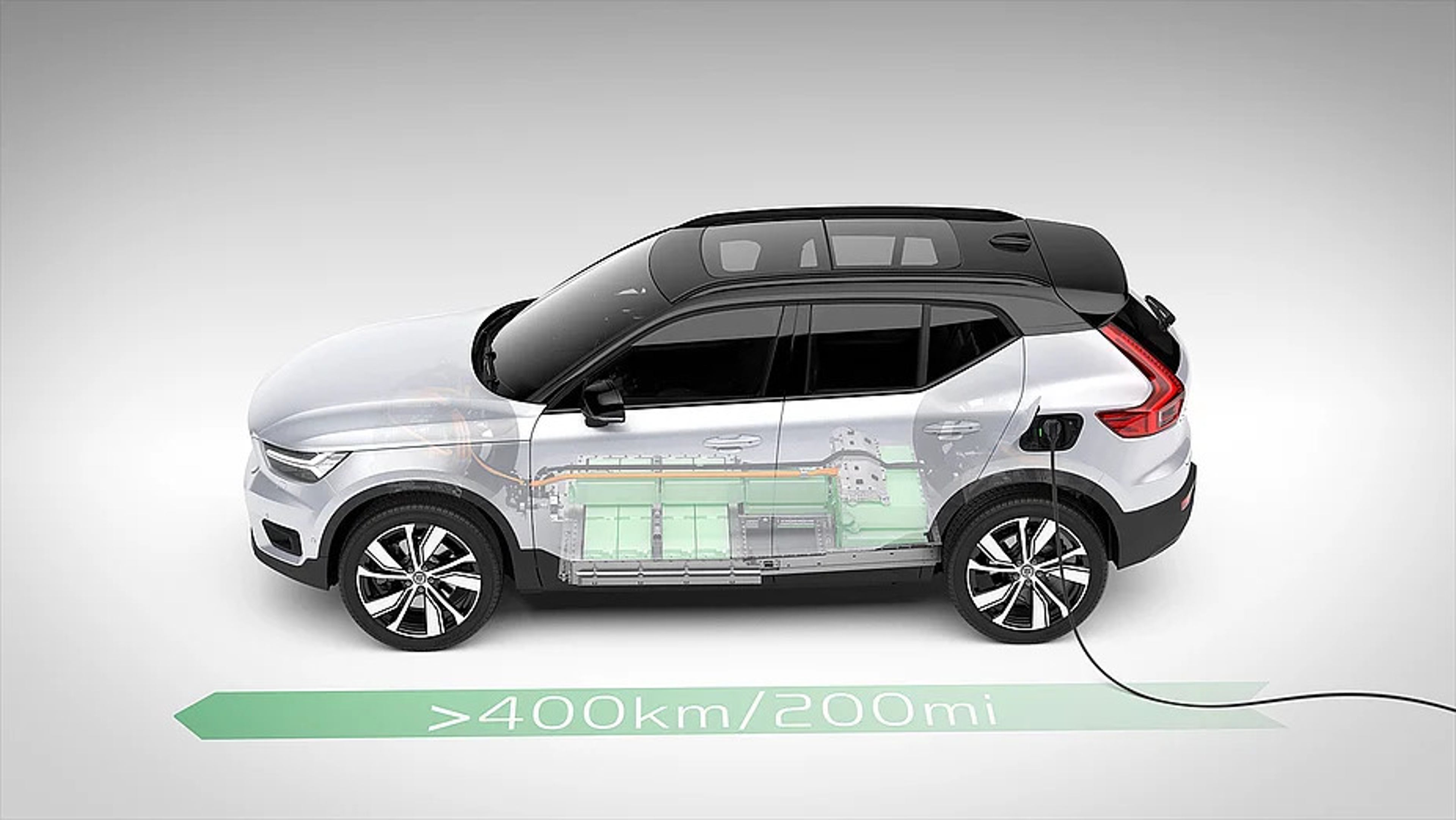 Das Innenleben eines Volvos veranschaulicht transparent durch die Fahrzeugsilhoutte