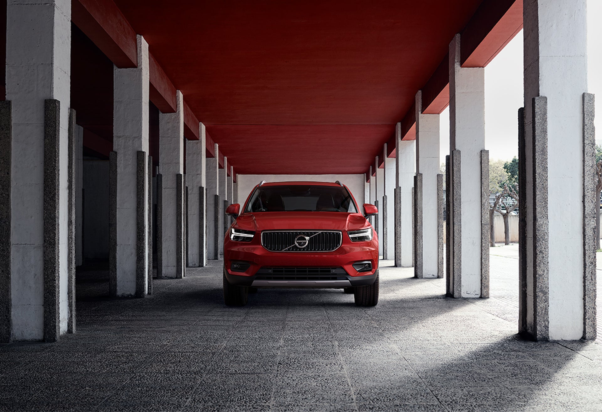 Red Volvo XC40 parked