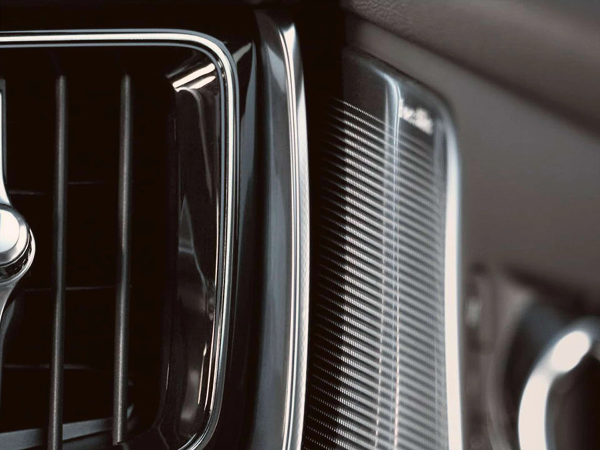 Close-up view of the air vents in a Volvo sedan.