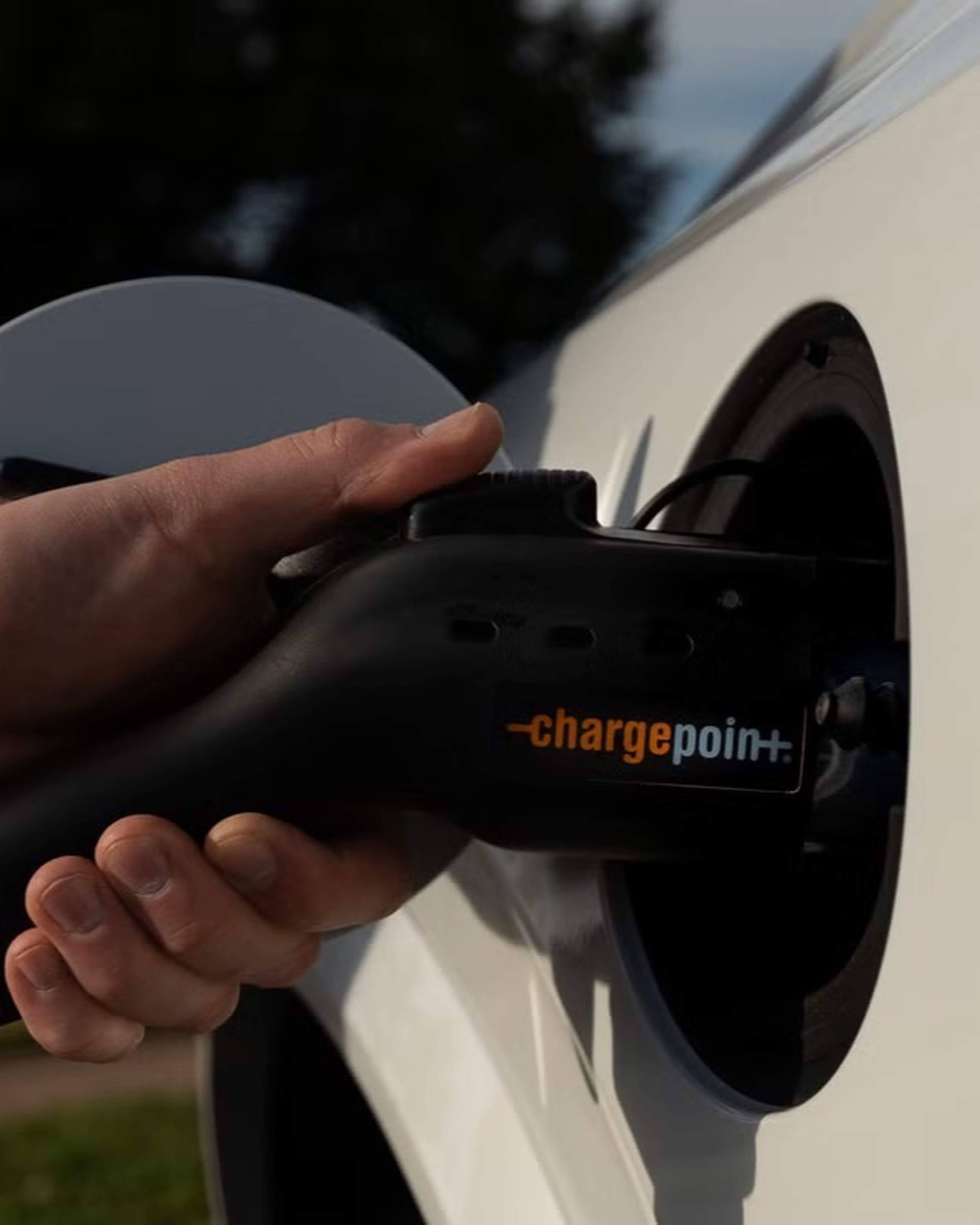 Chargepoint charger plugged into a Volvo