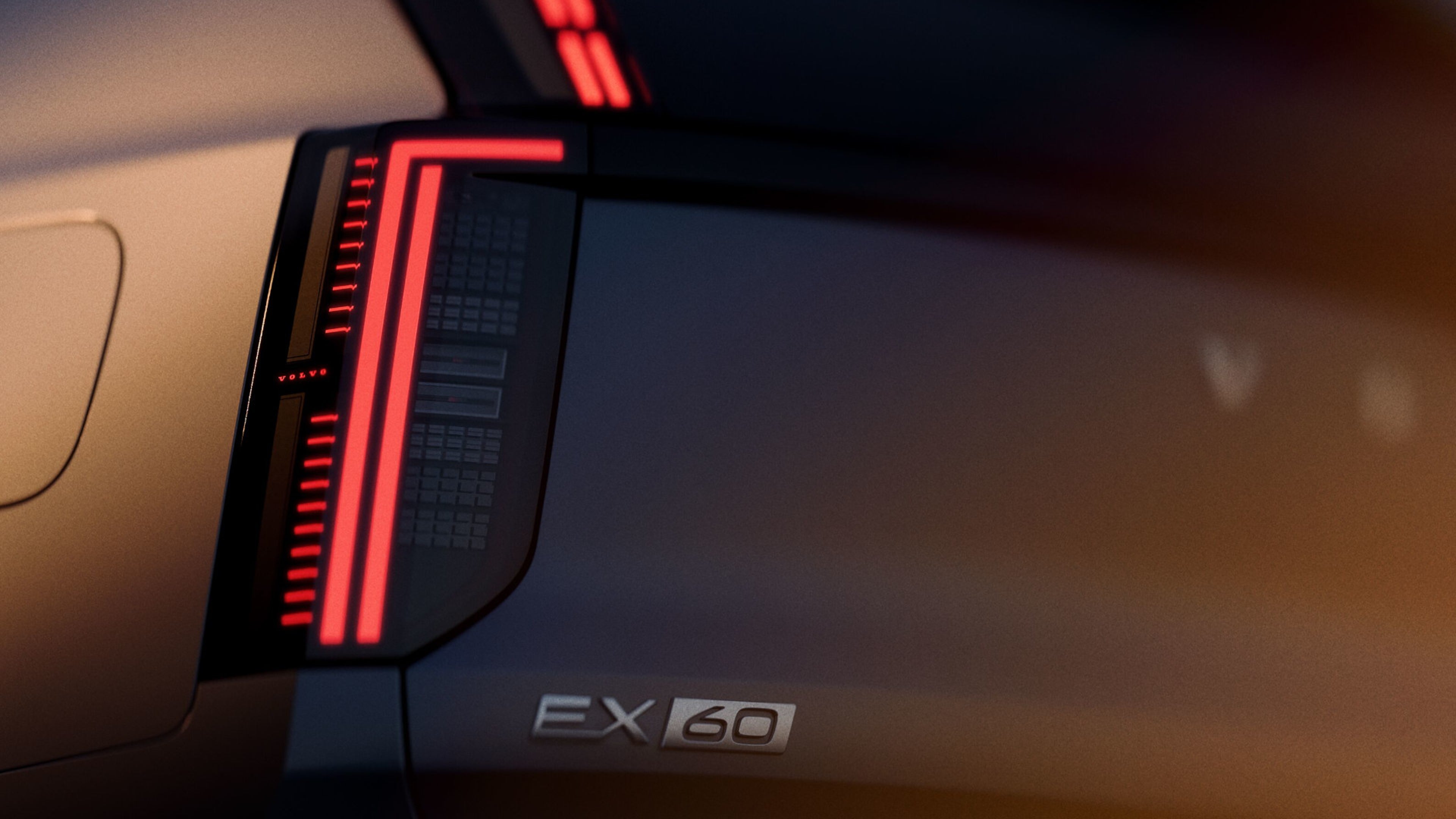 Zadní světla nového čistě elektrického modelu Volvo EX60