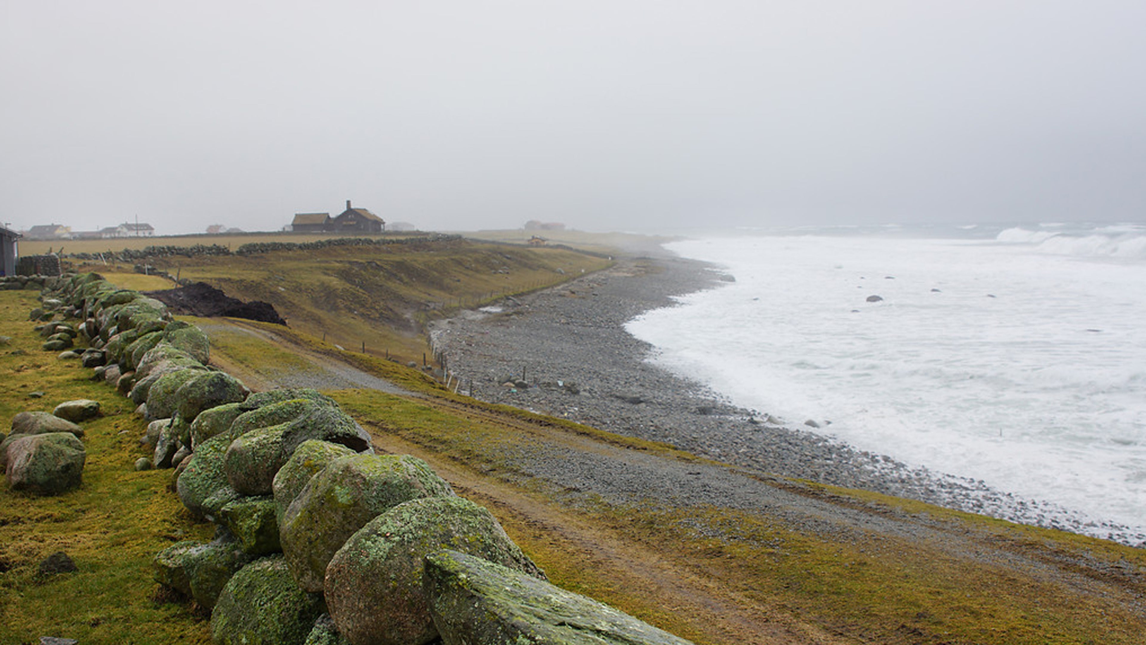 Kystvei på Jæren en tåkedag