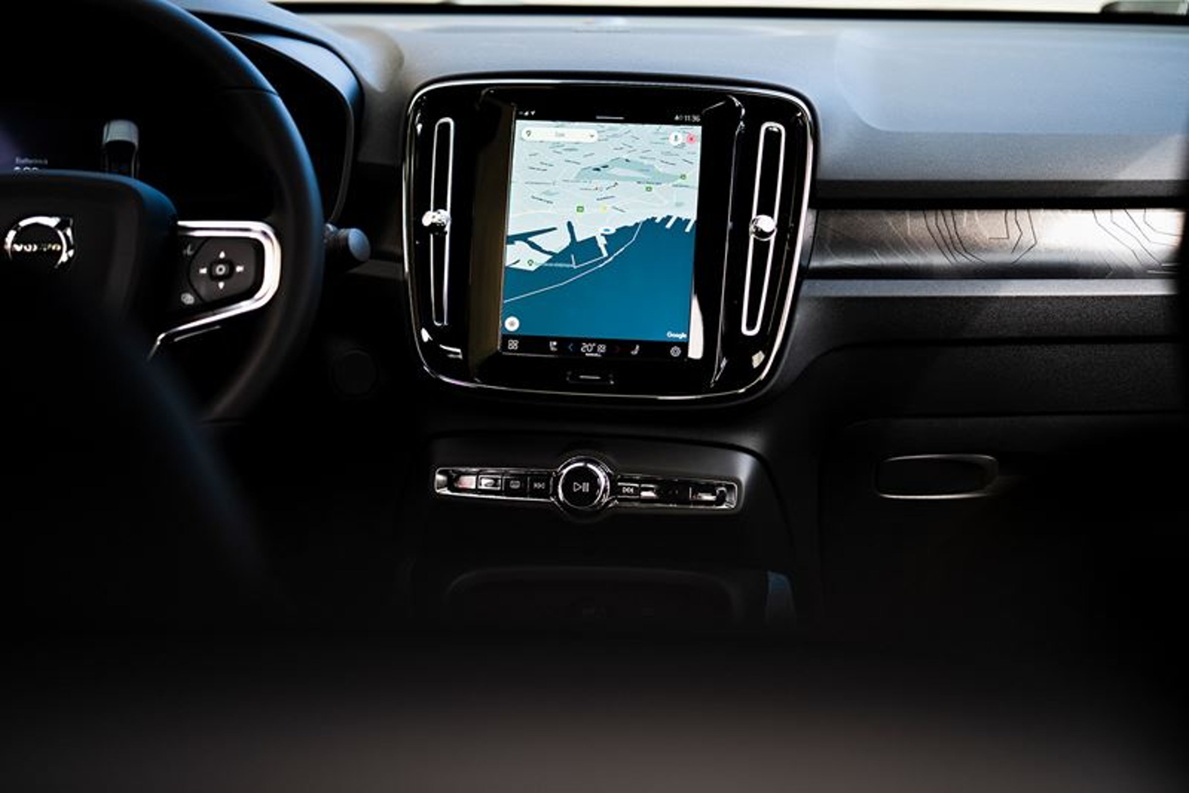 nærbilde av midtkonsoll i C40