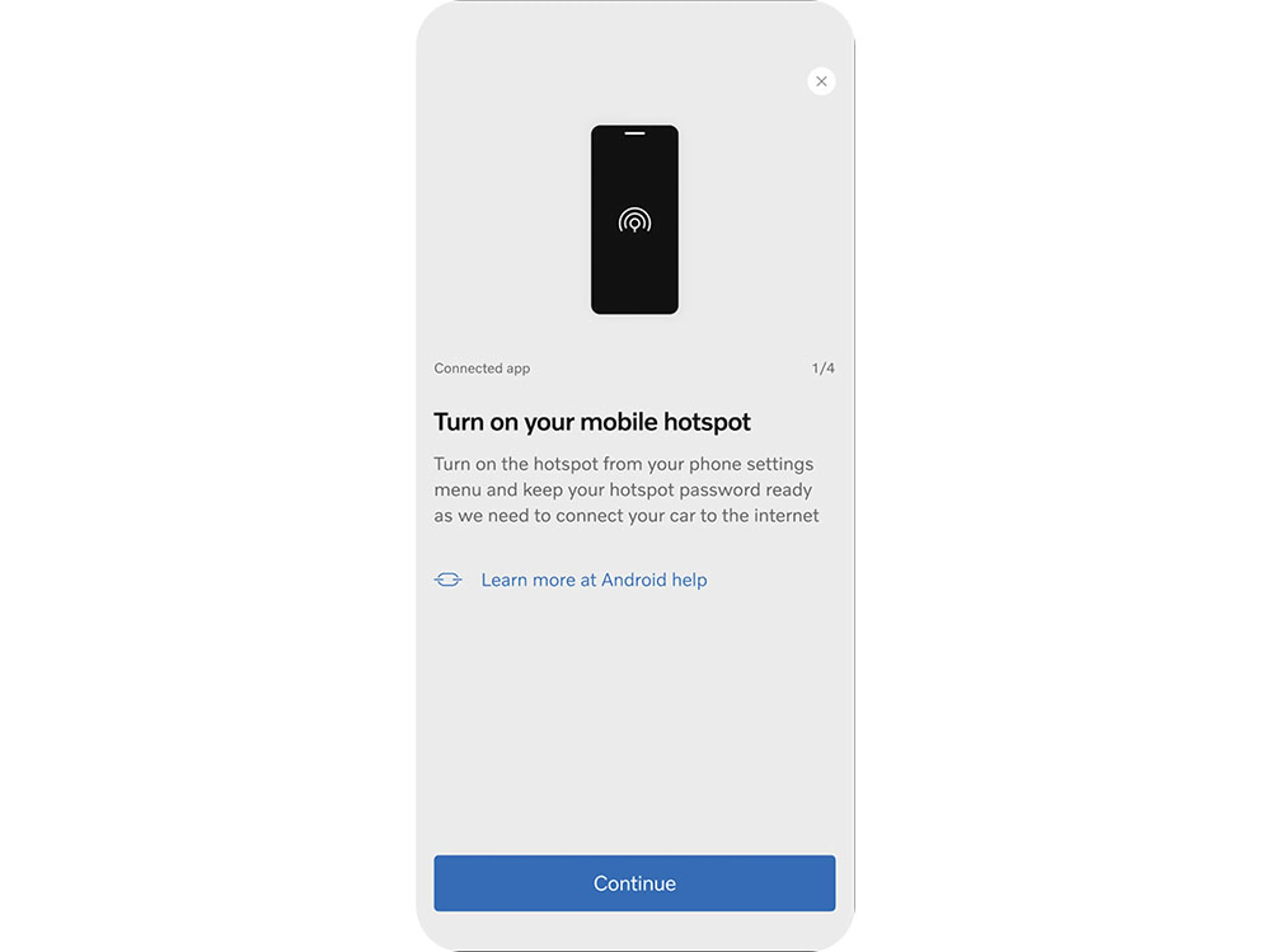 Application Volvo Cars montrant la suite de la procédure d’appairage