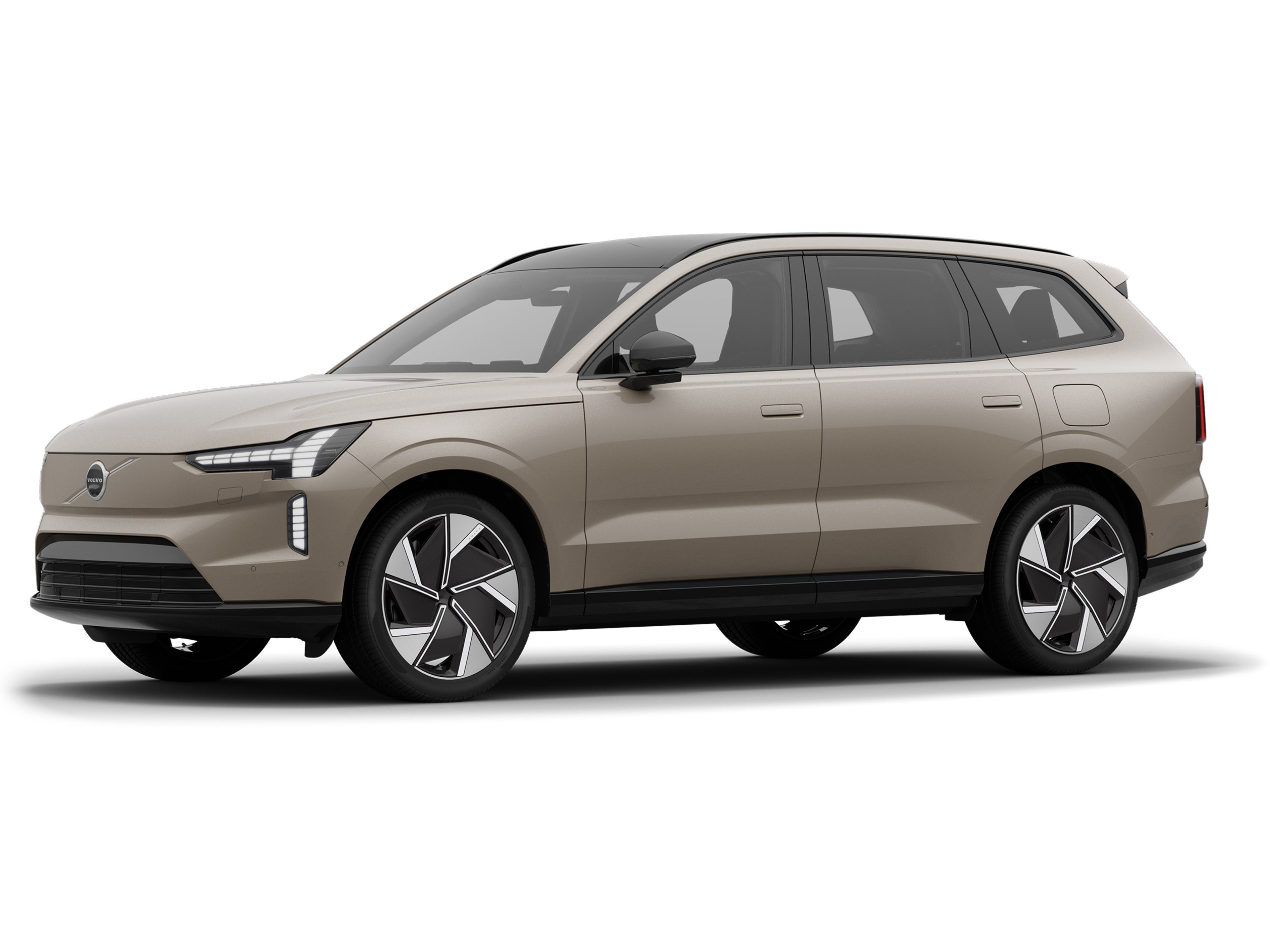 Sand Dune -värinen Volvo EX90 täyssähköinen katumaasturi.