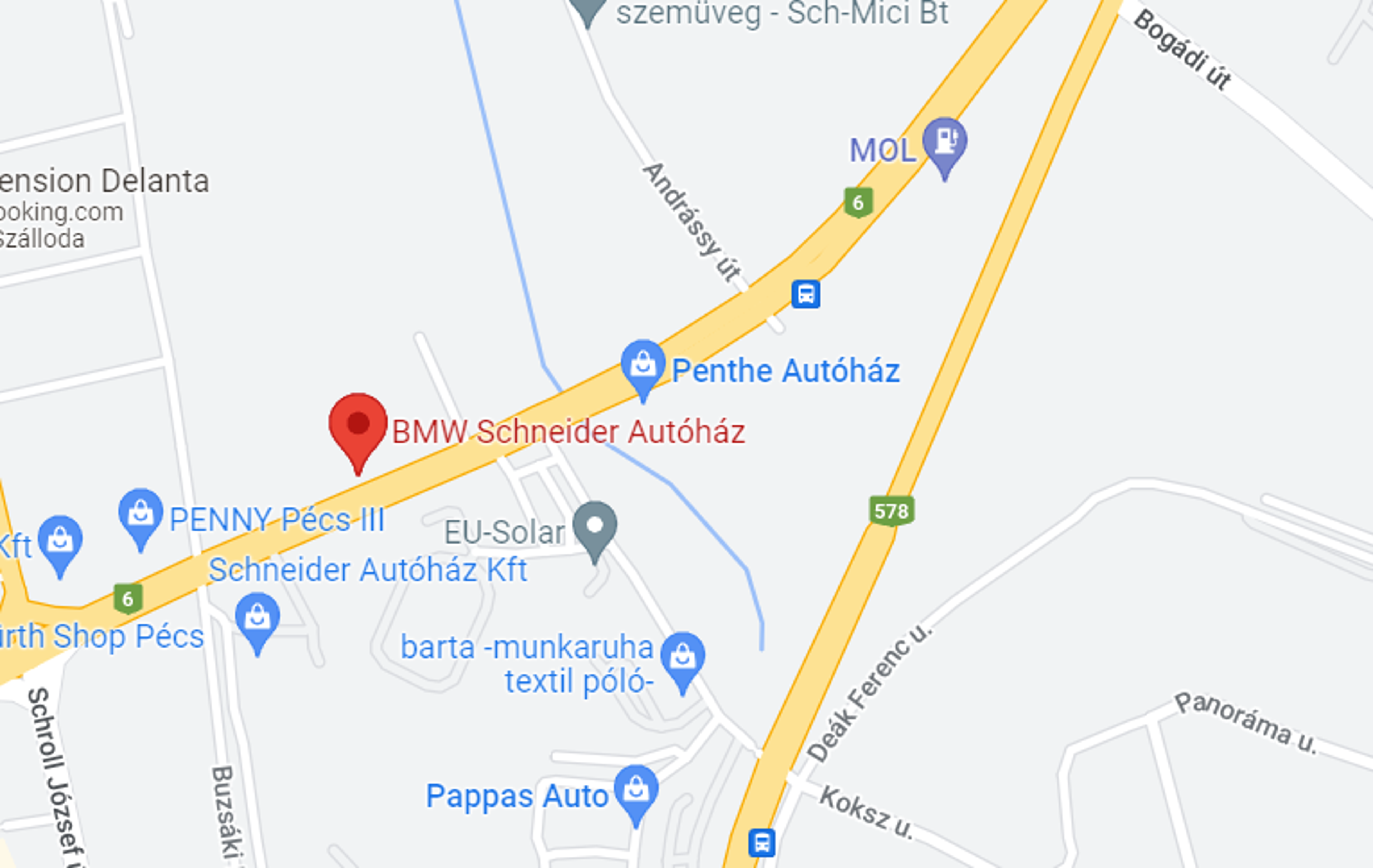 Schneider Autóház lokációja térképen