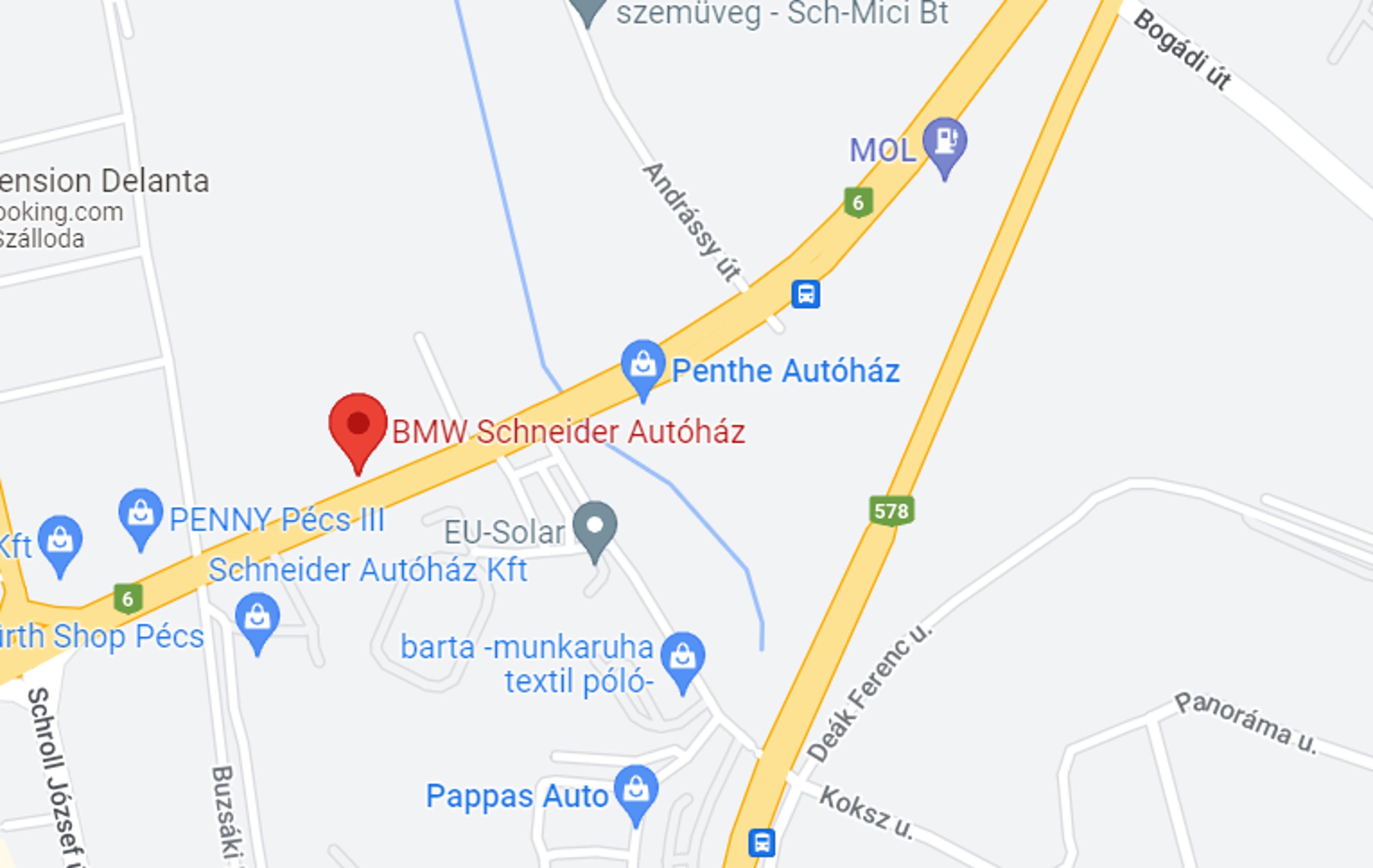 Schneider Autóház lokációja térképen