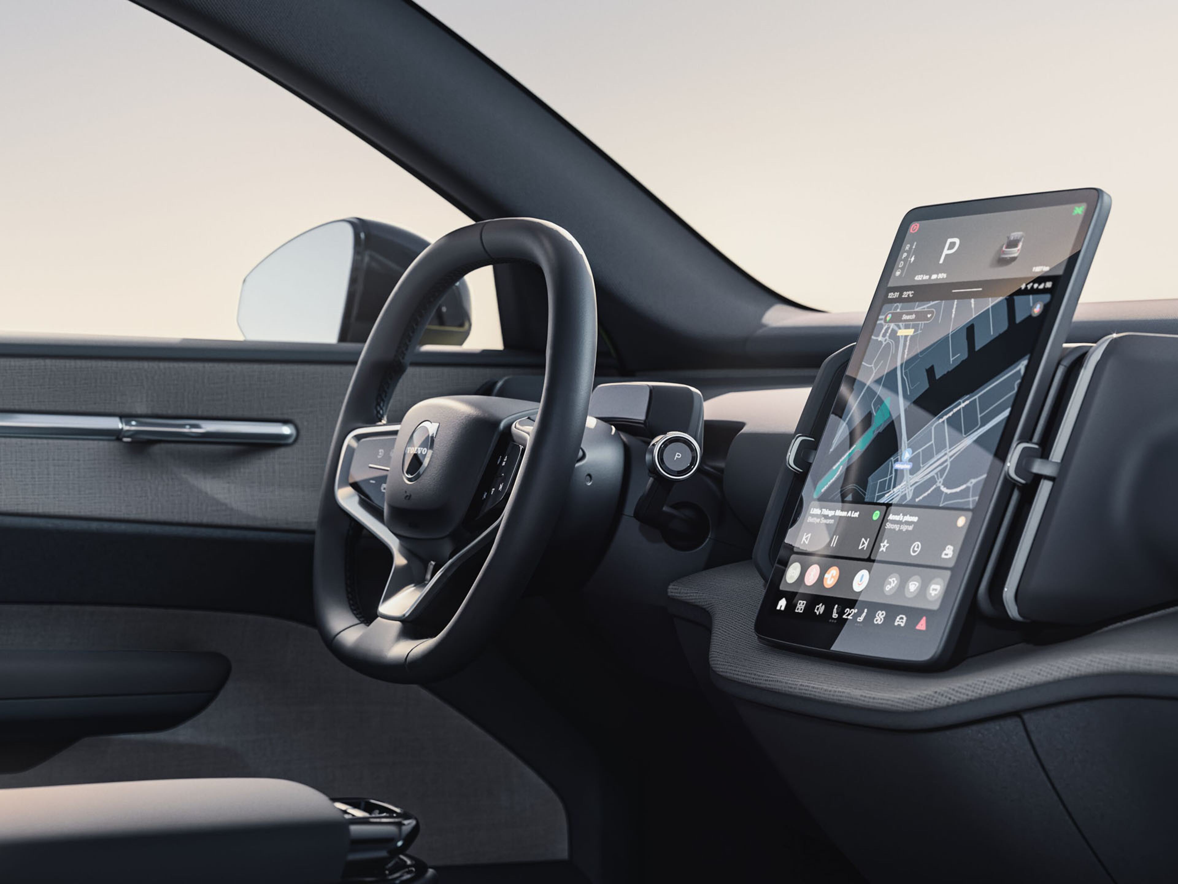 Volvo EX30 consola central y volante