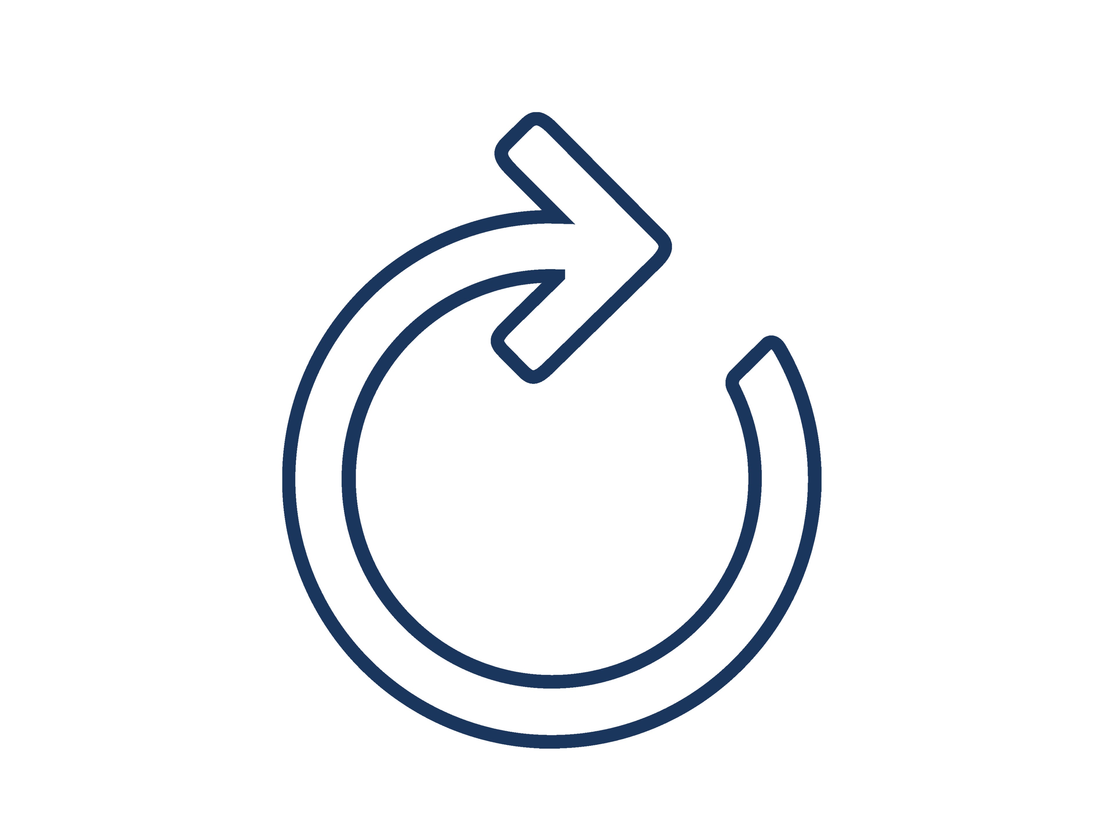 Icon "Software-Update", das in blauen Linien einen Kreis mit einem Pfeil am Ende zeigt.