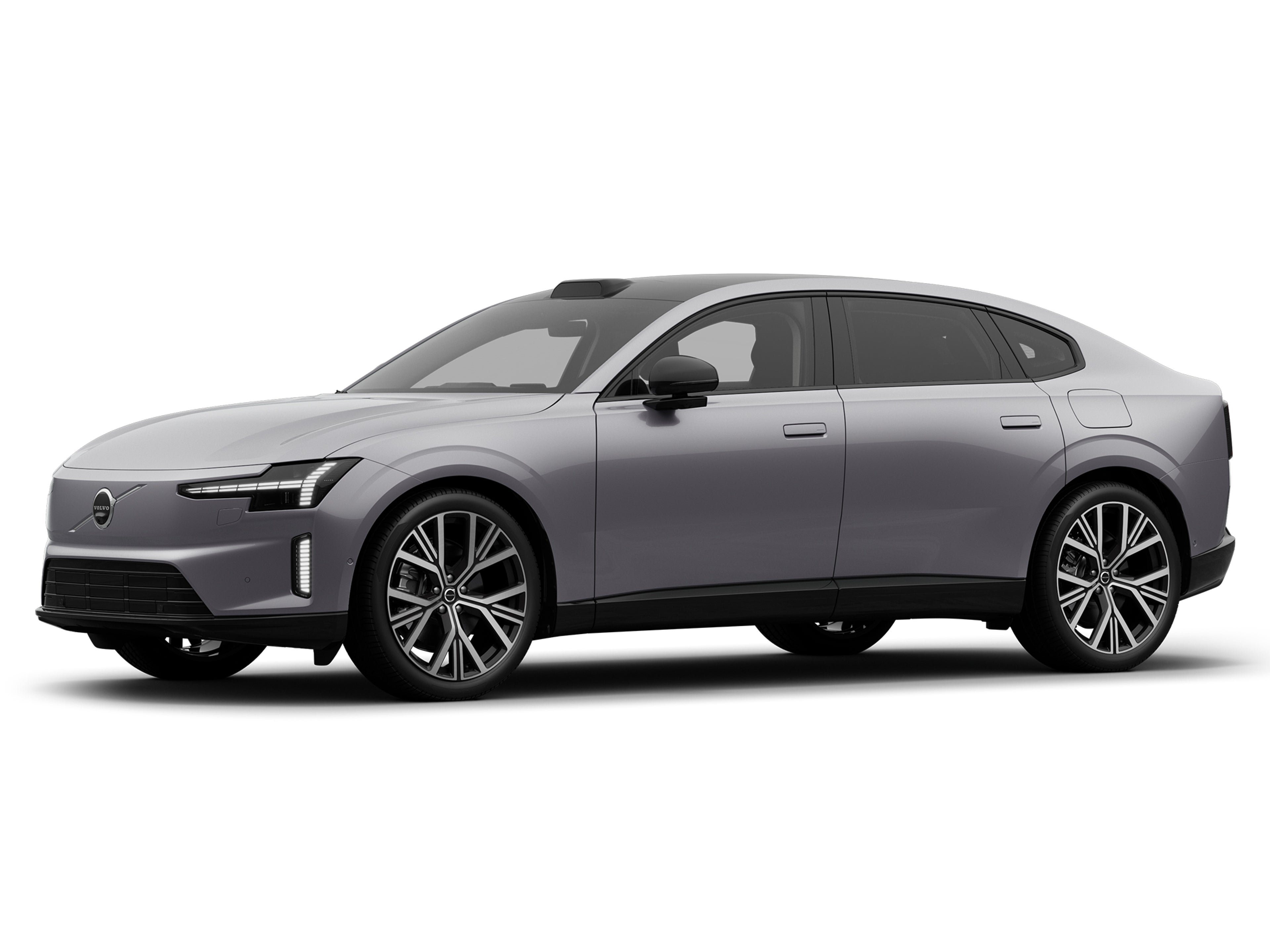 Aurora silver -värinen Volvo ES90 täyssähköauto, MY26.