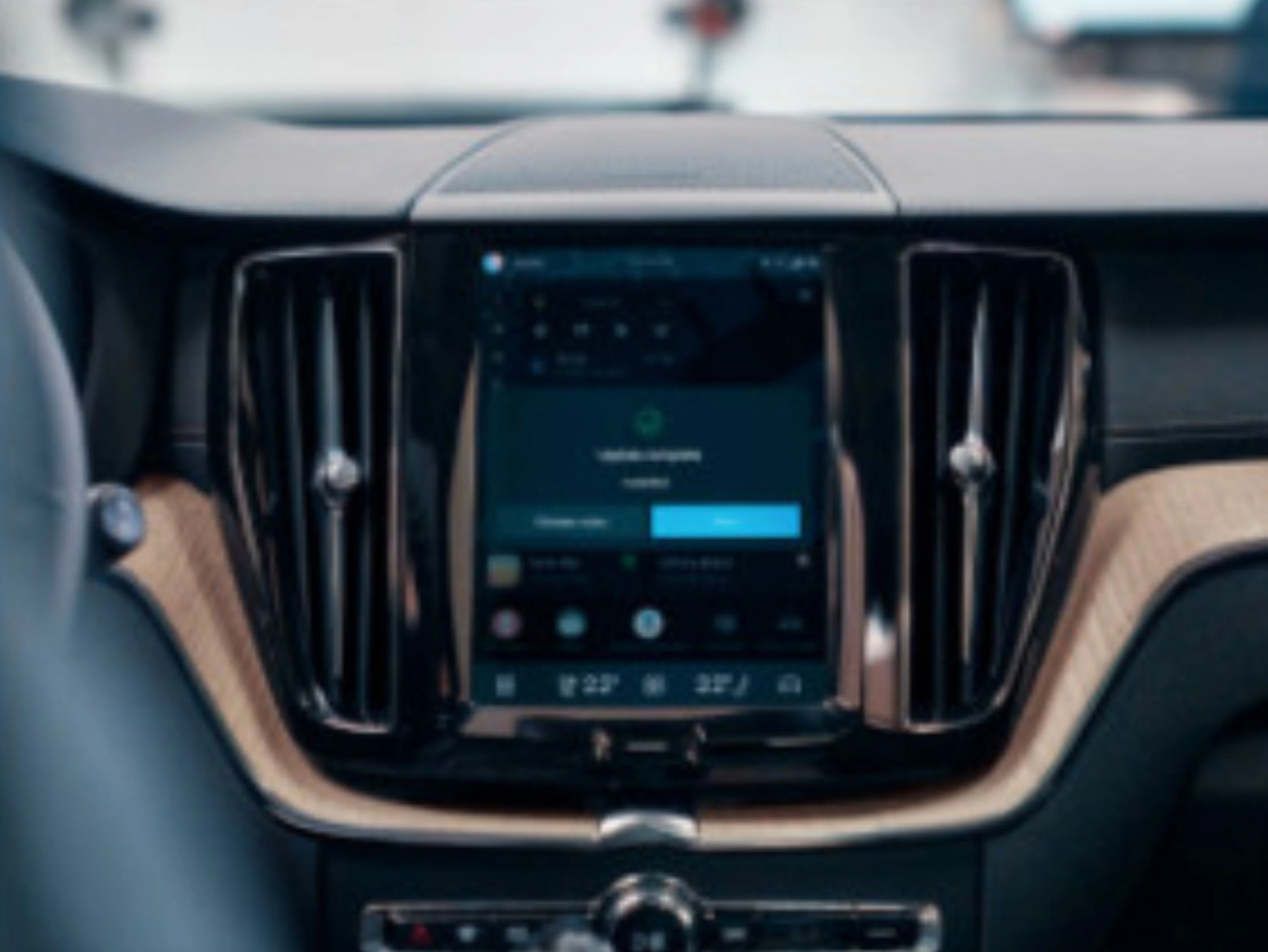 An interior shot of a Volvo showcasing an over the air software update.