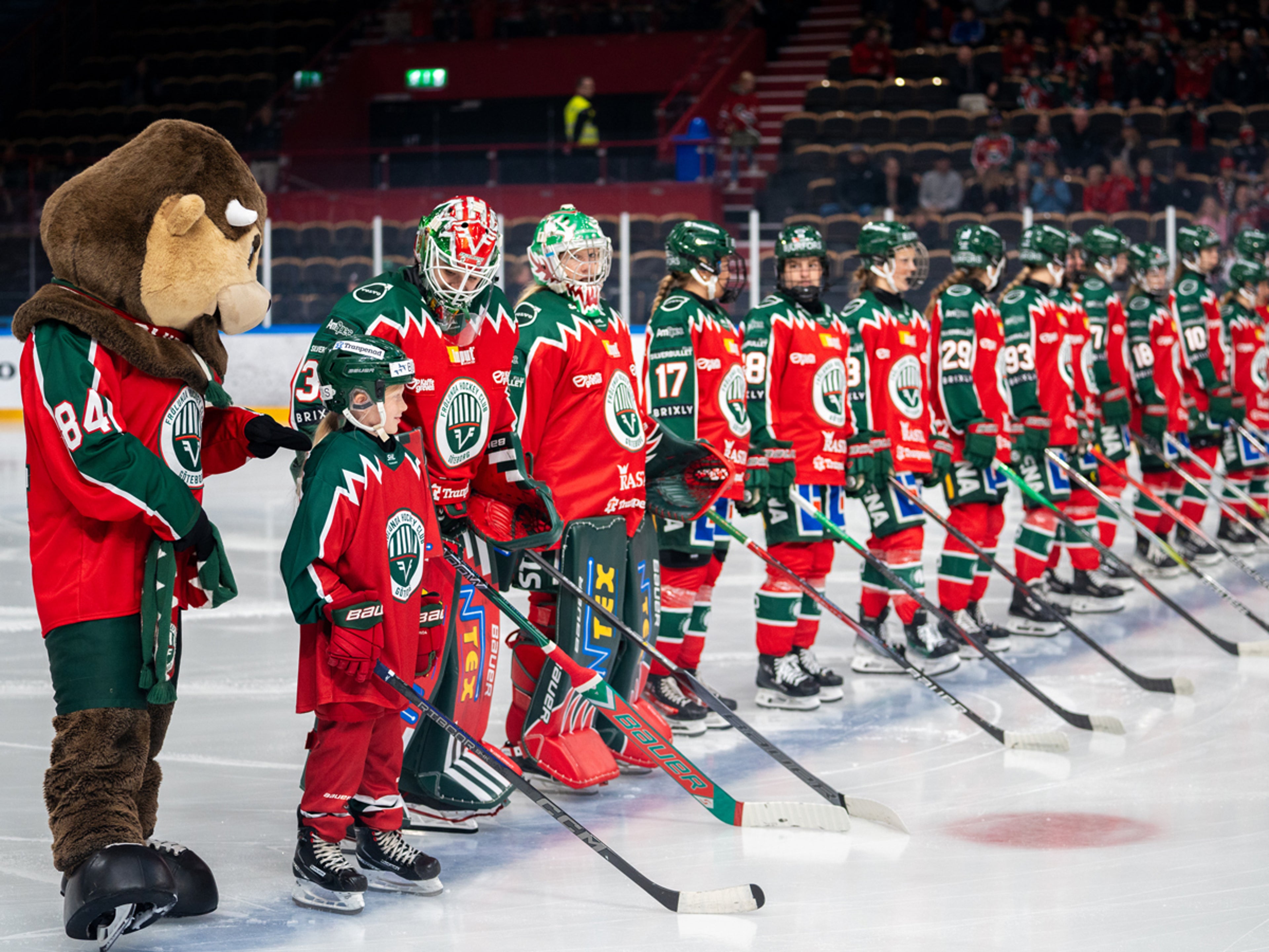 Frölunda Hockeylag uppställda på isen