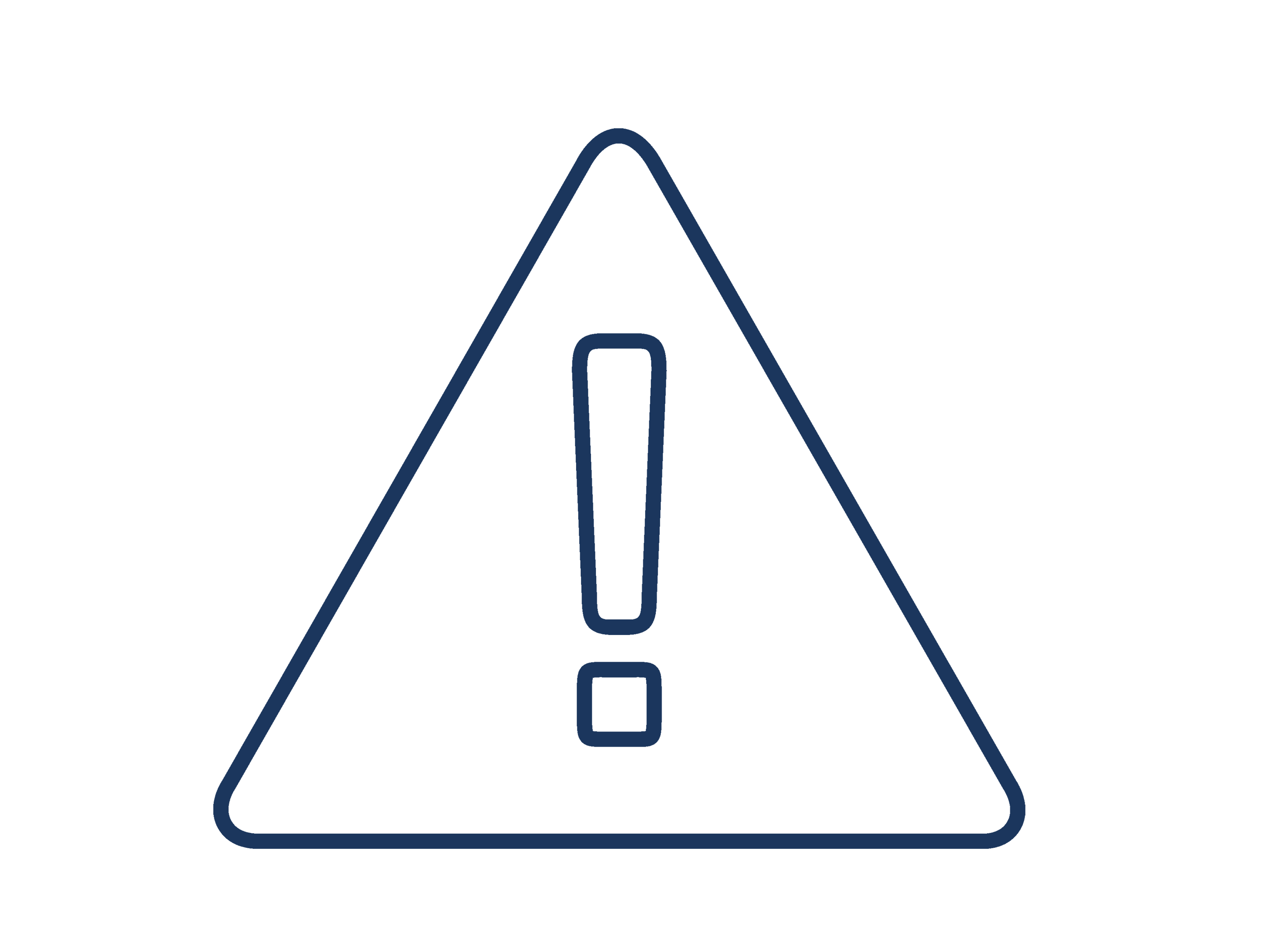 Icon "Assistance", das in blauen Linien ein Dreieck mit einem Ausrufezeichen zeigt.