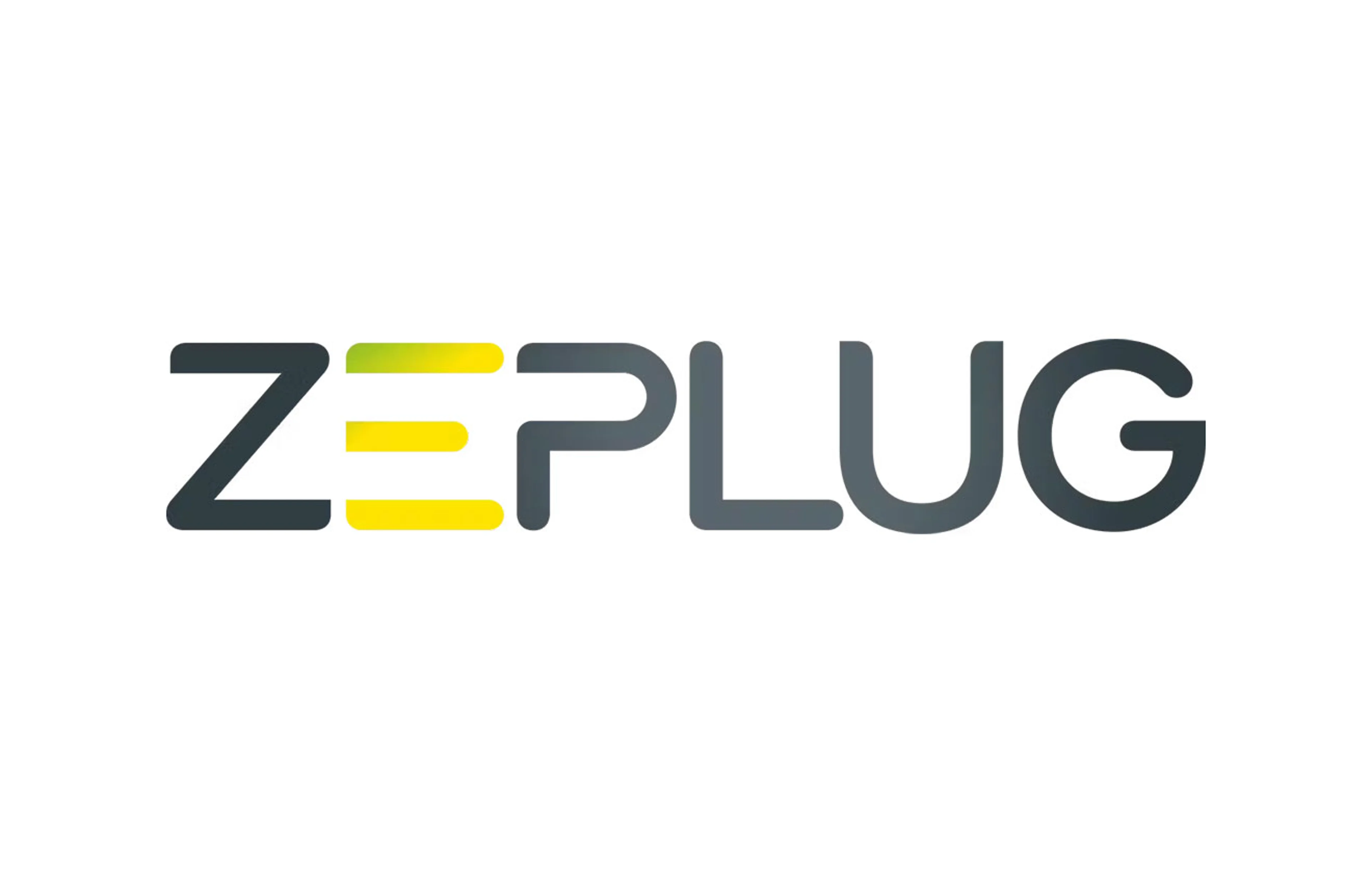 Logo Zeplug avec texte stylisé gris et jaune