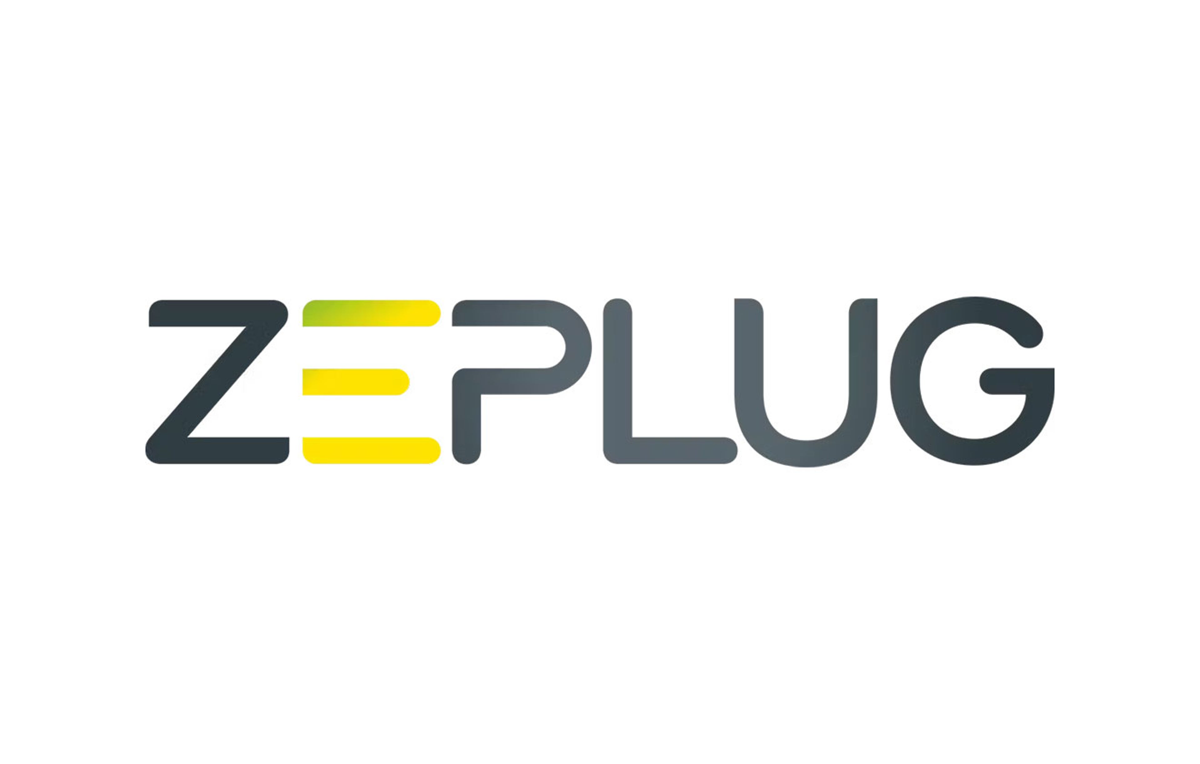 Logo Zeplug avec texte stylisé gris et jaune
