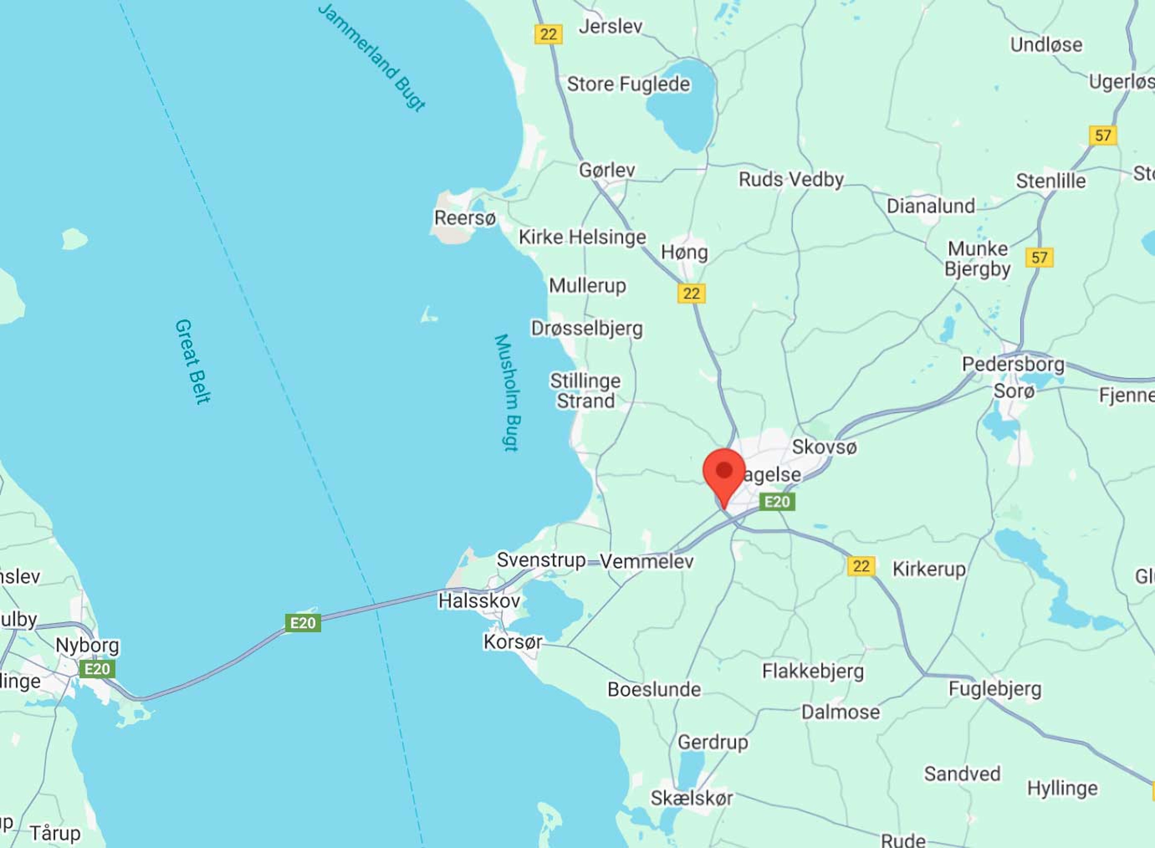 Google maps kort over Slagelse