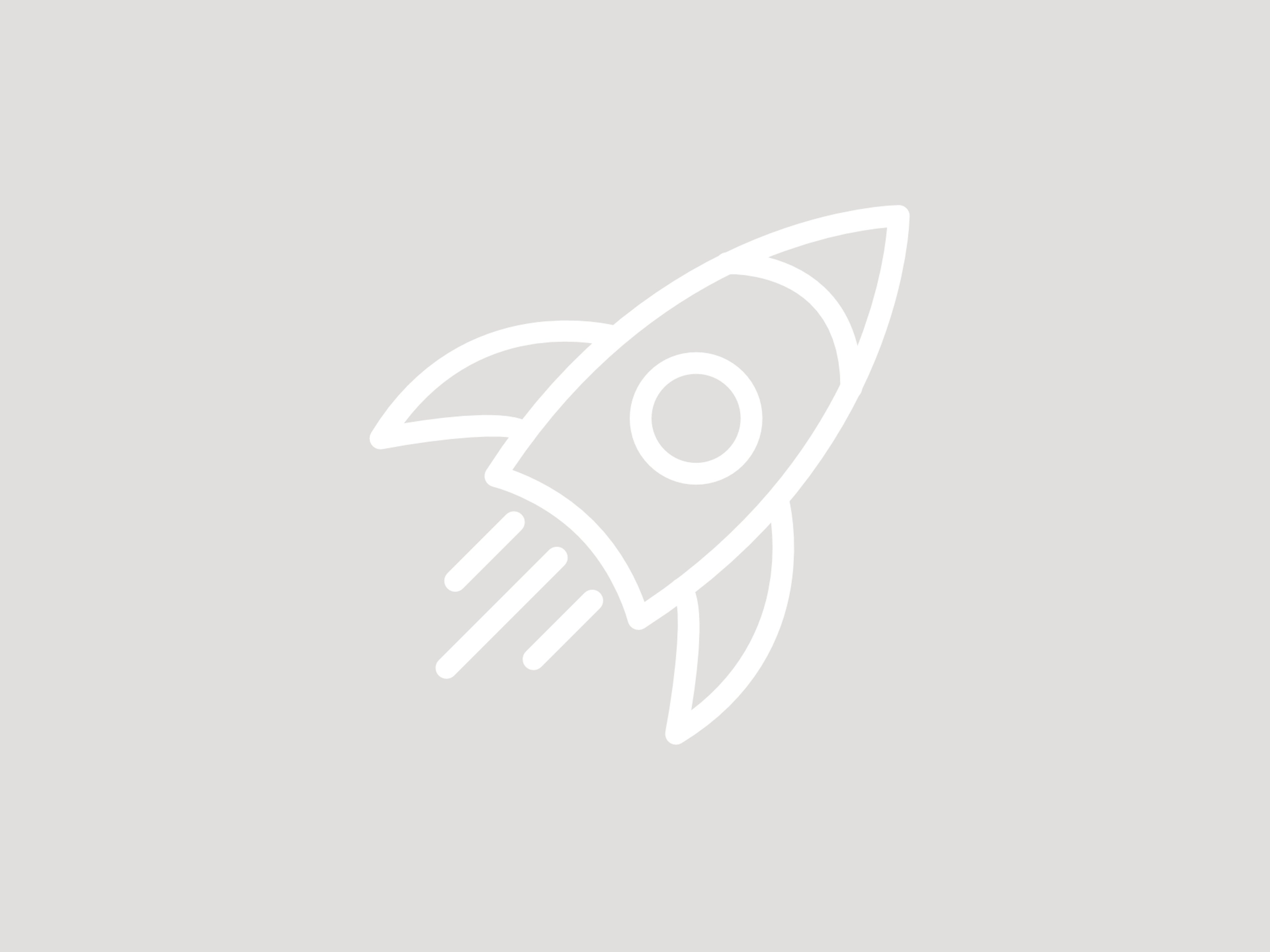 Ein Icon stellt eine abhebende Rakete dar.