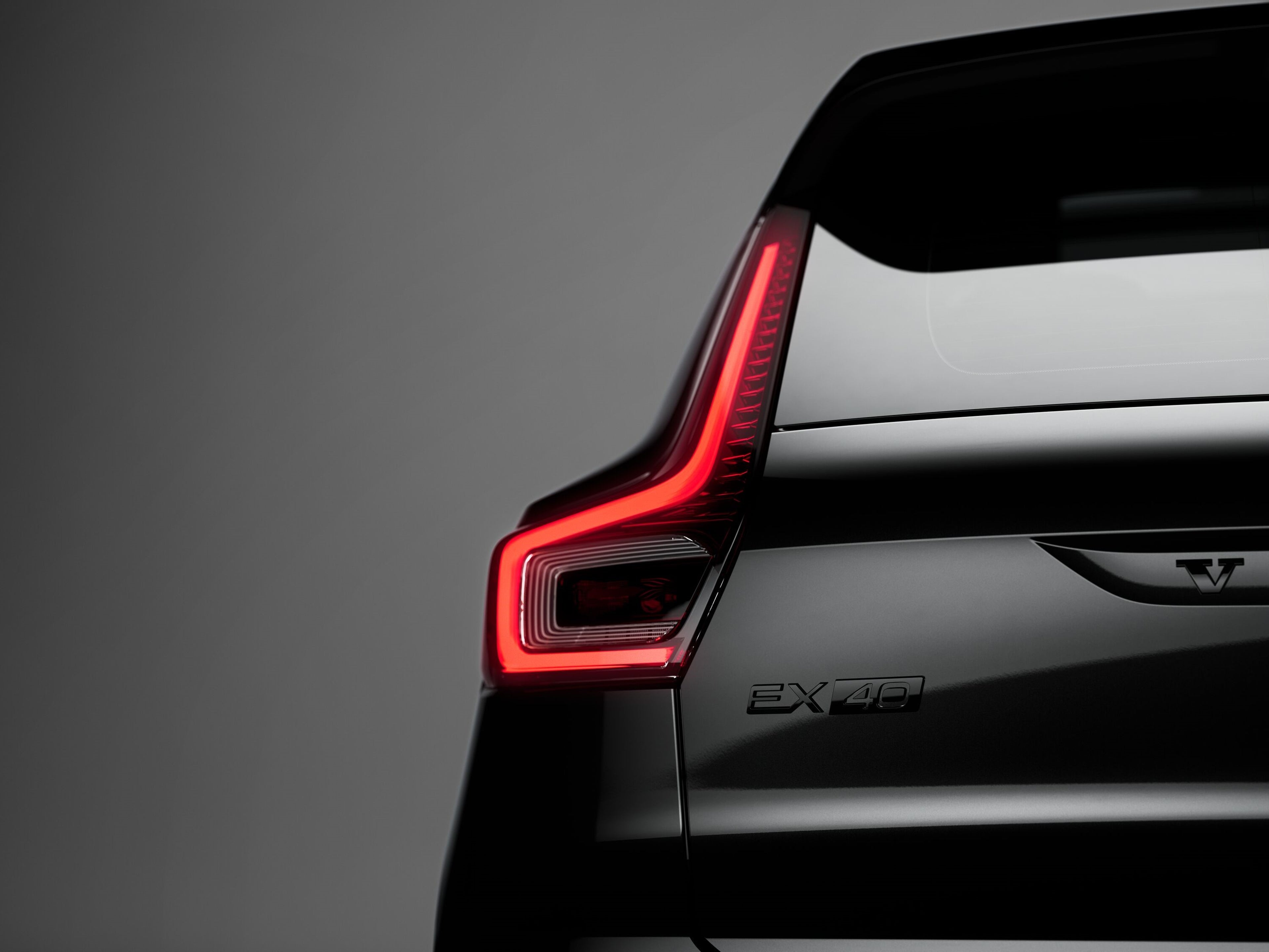 Sleek Volvo Black Edition Detailing - Rear badging of Volvo EX40