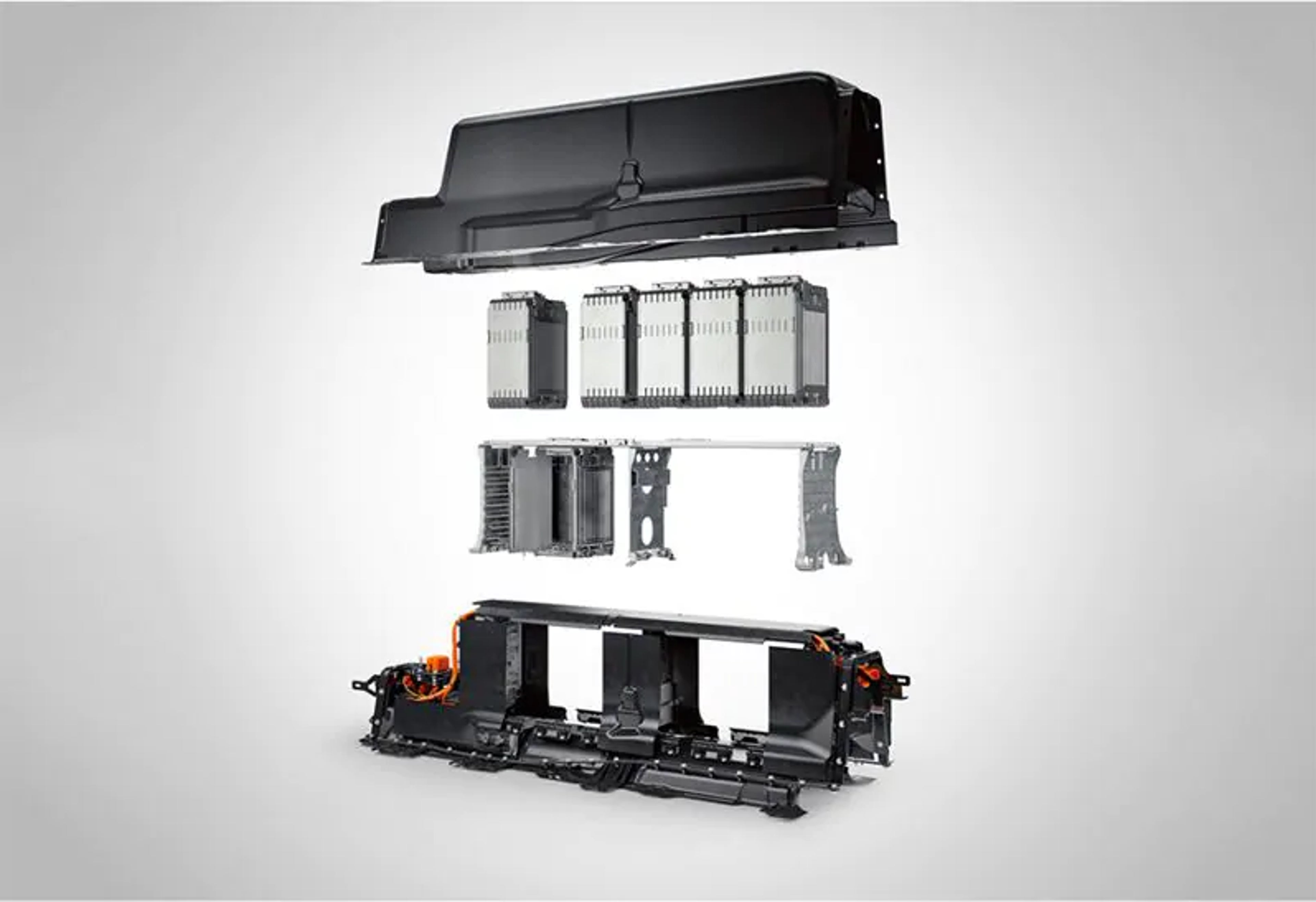 Eine Volvo Batterie im "exploded view".