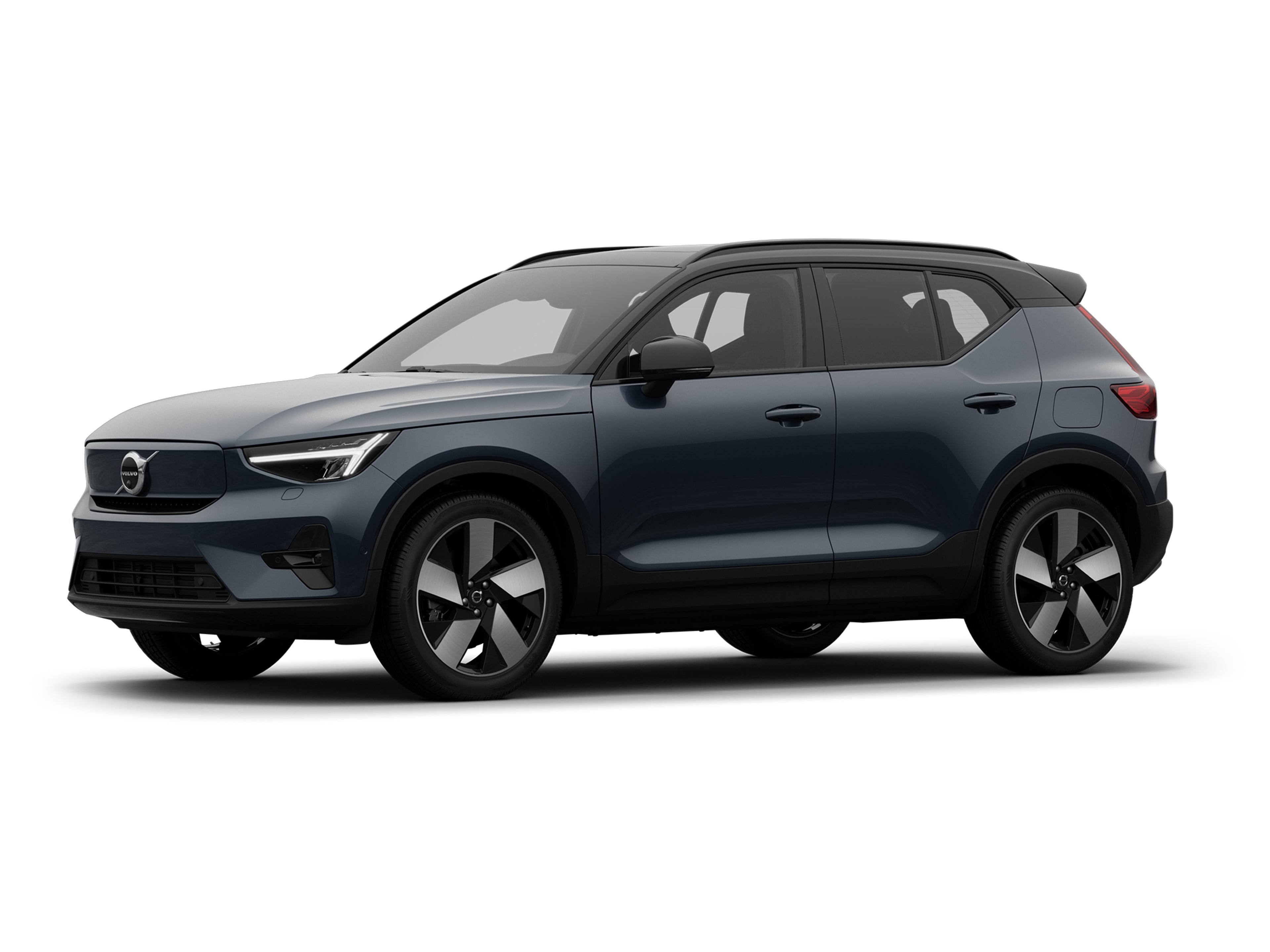 Denim blue -värinen Volvo EX40 täyssähköauto.