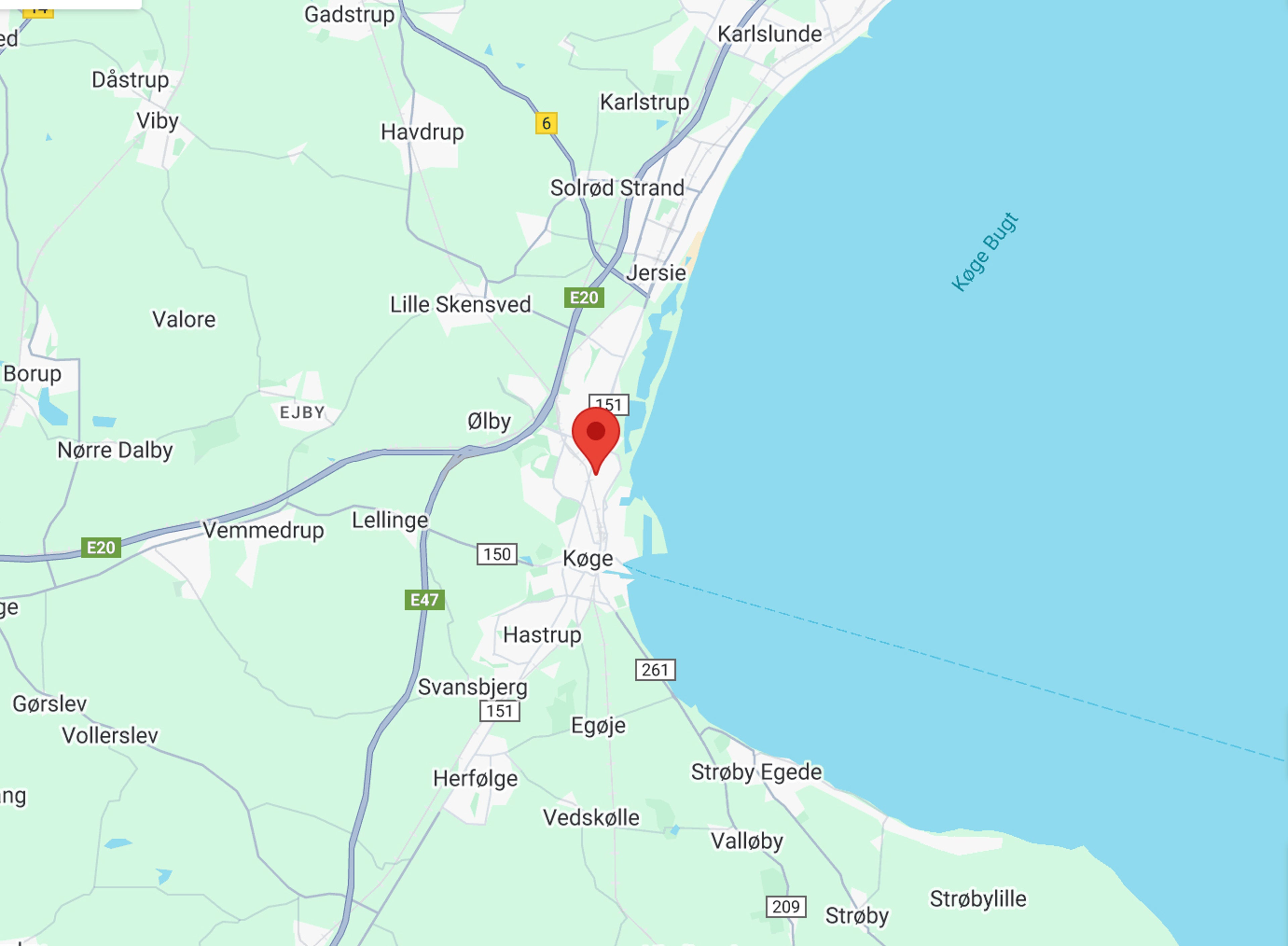 Google maps kort over Køge