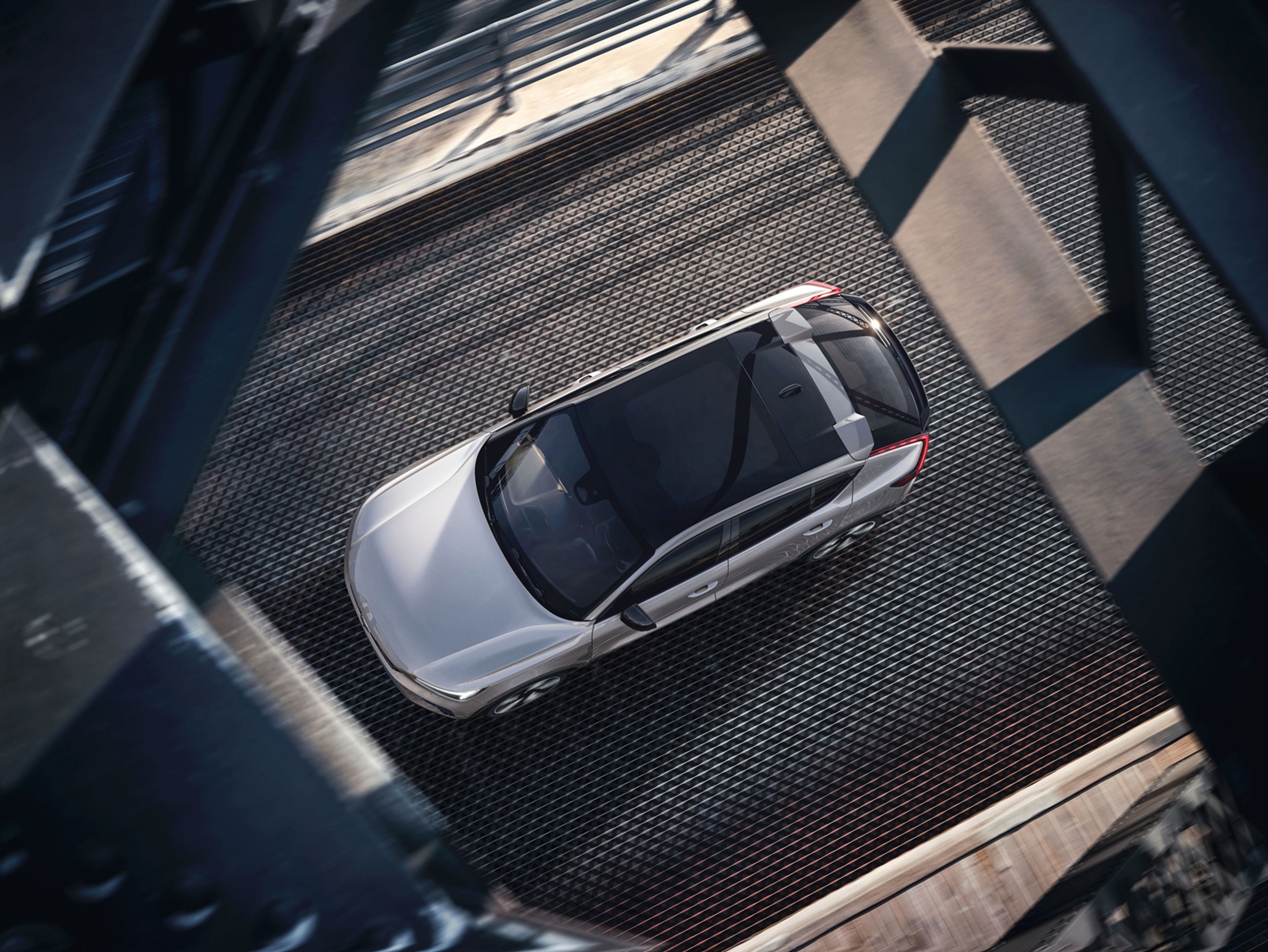 Volvo Military Home Shipment - Top down view of parked car with black roof