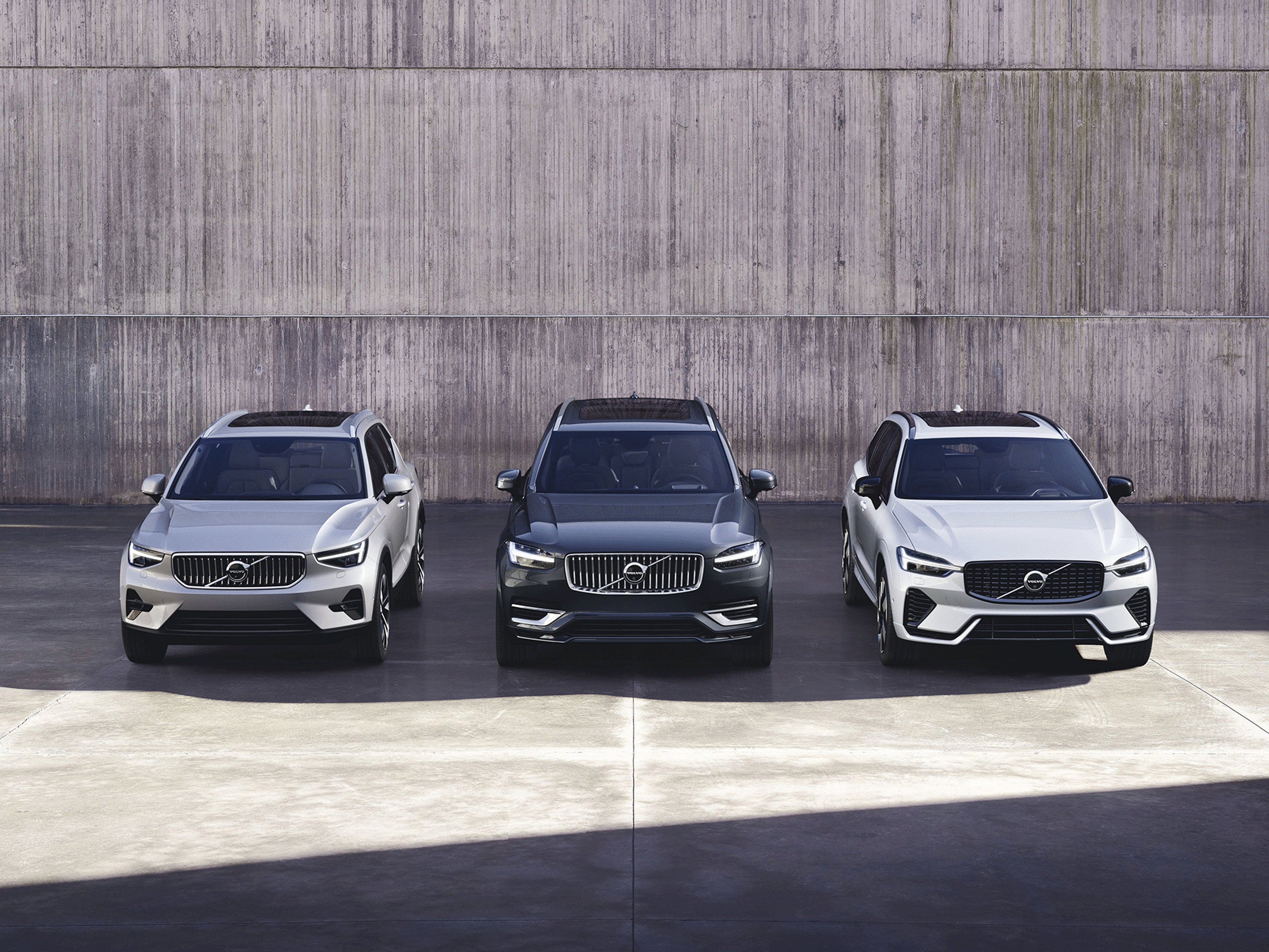 Äußere Frontansicht des Volvo XC40, XC60 und XC90