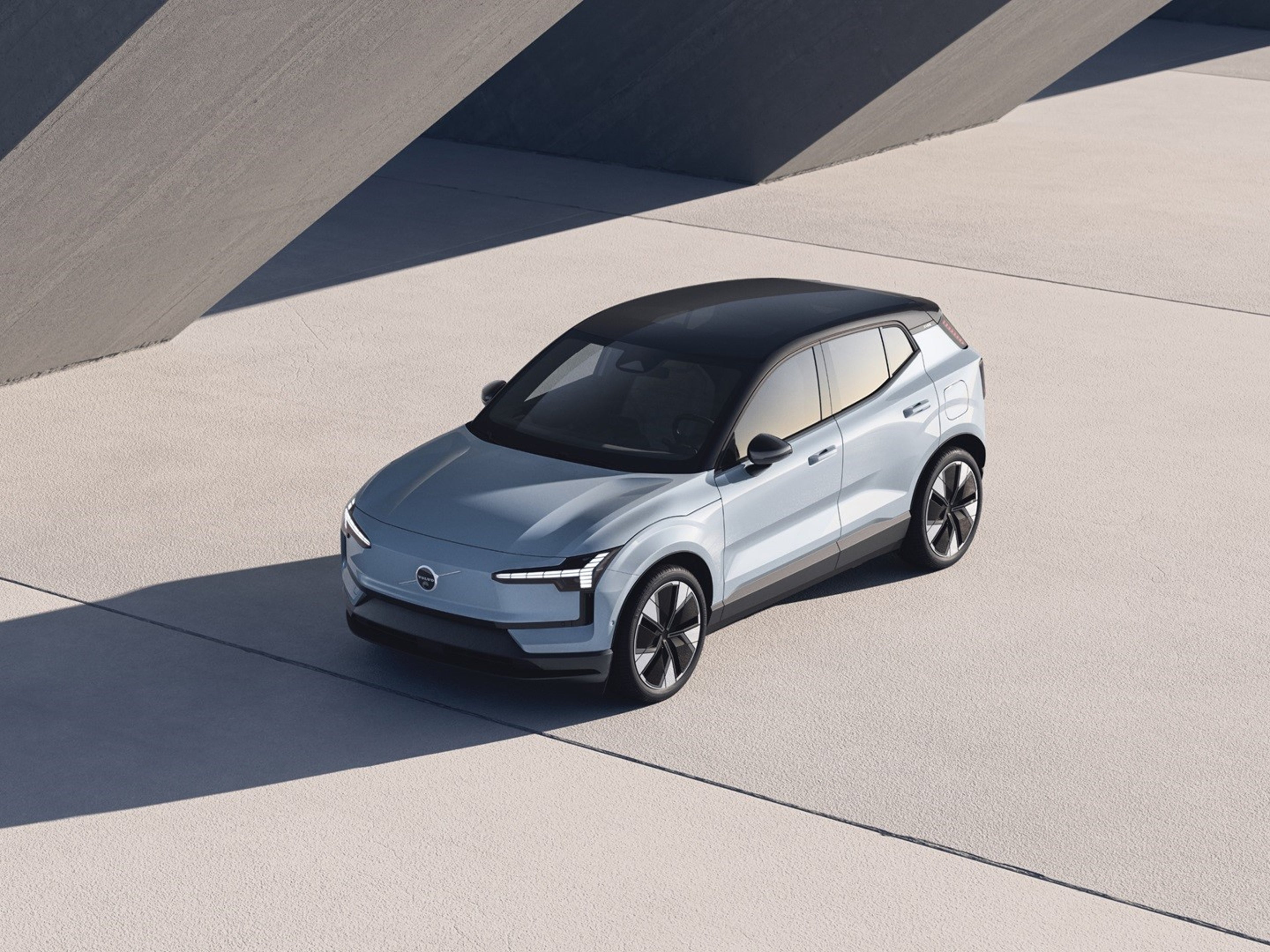 Volvo EX30 pokazane z lotu ptaka