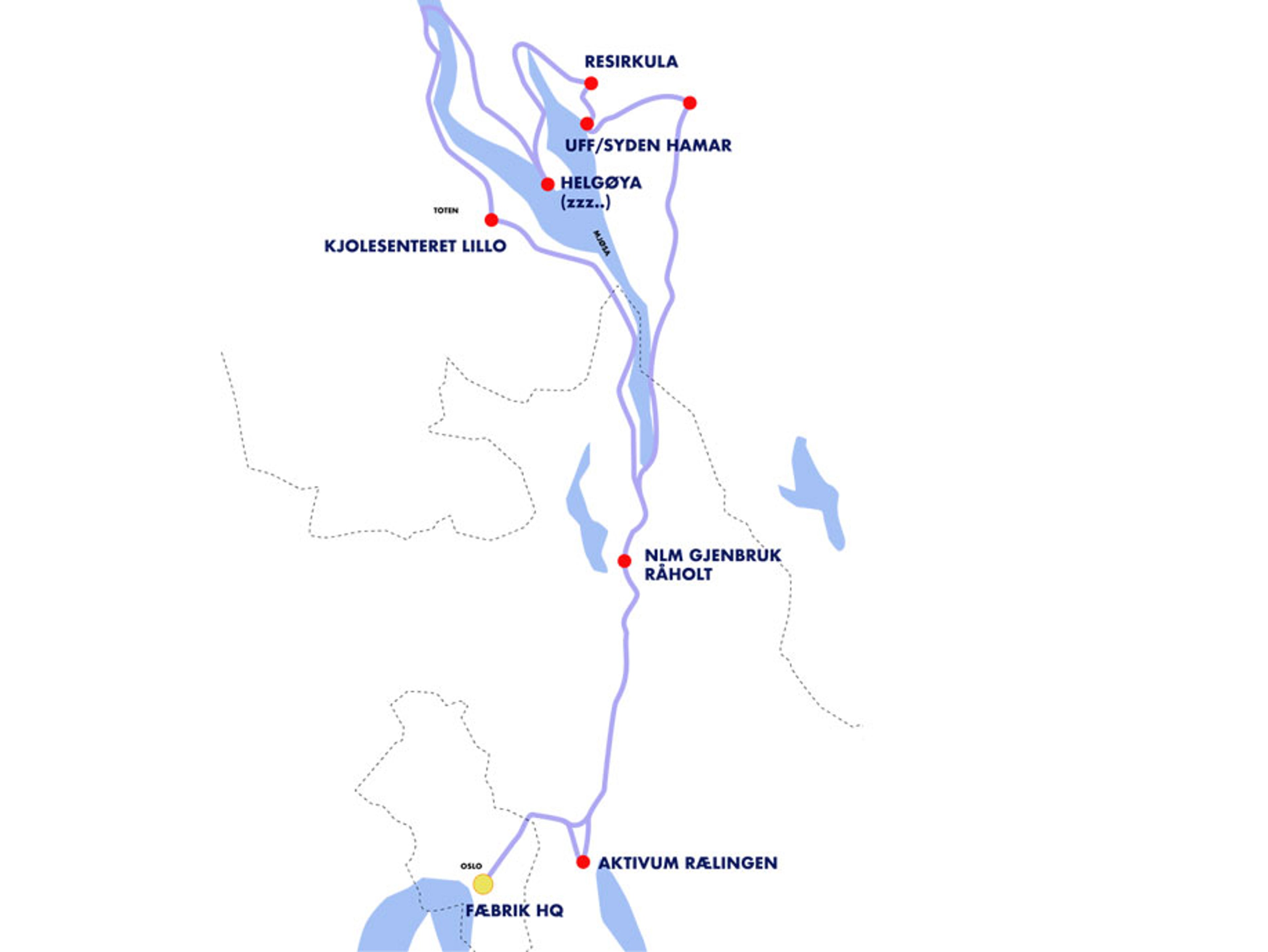 Kart over kjørerute