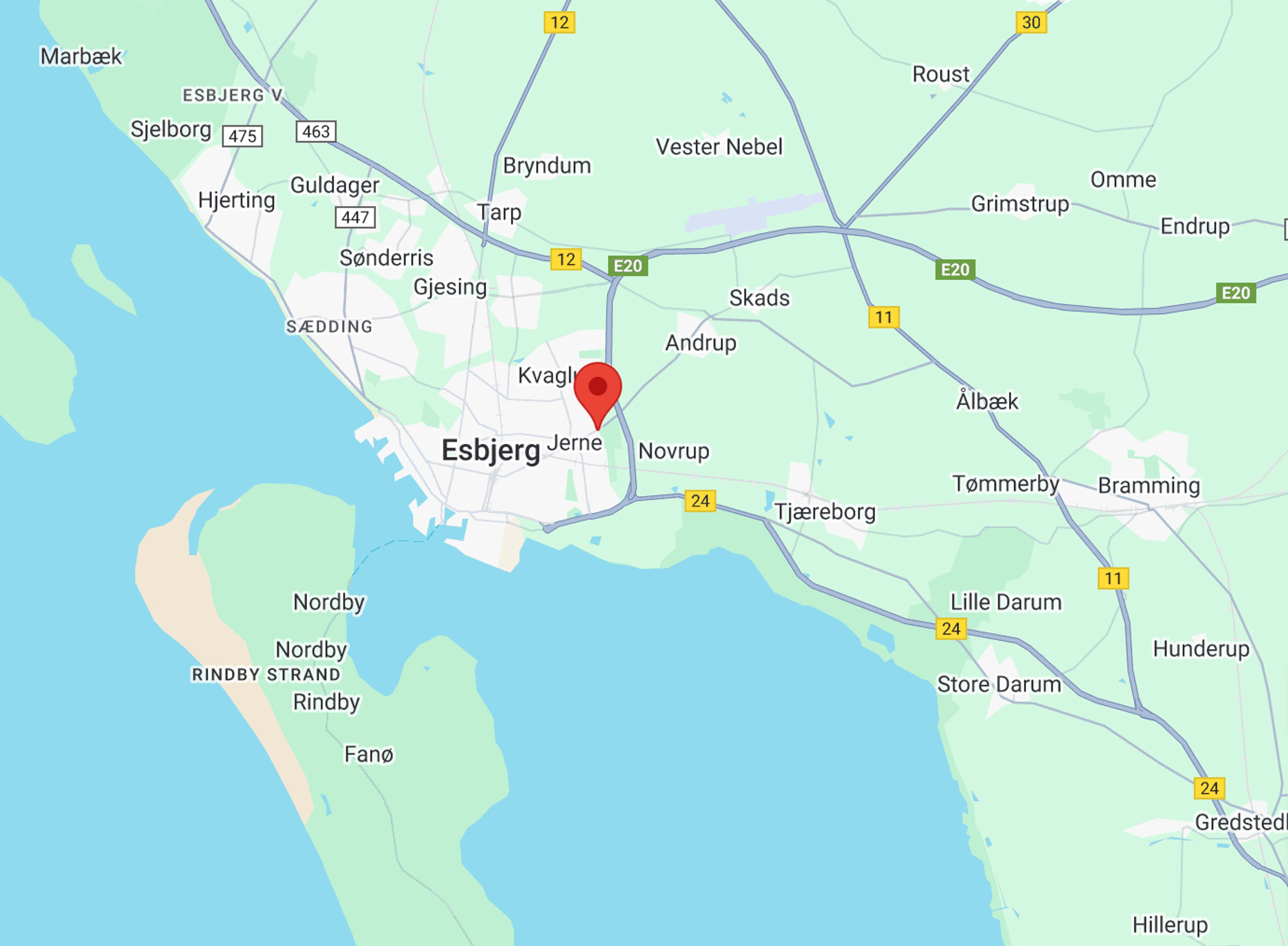 Google maps kort over Esbjerg