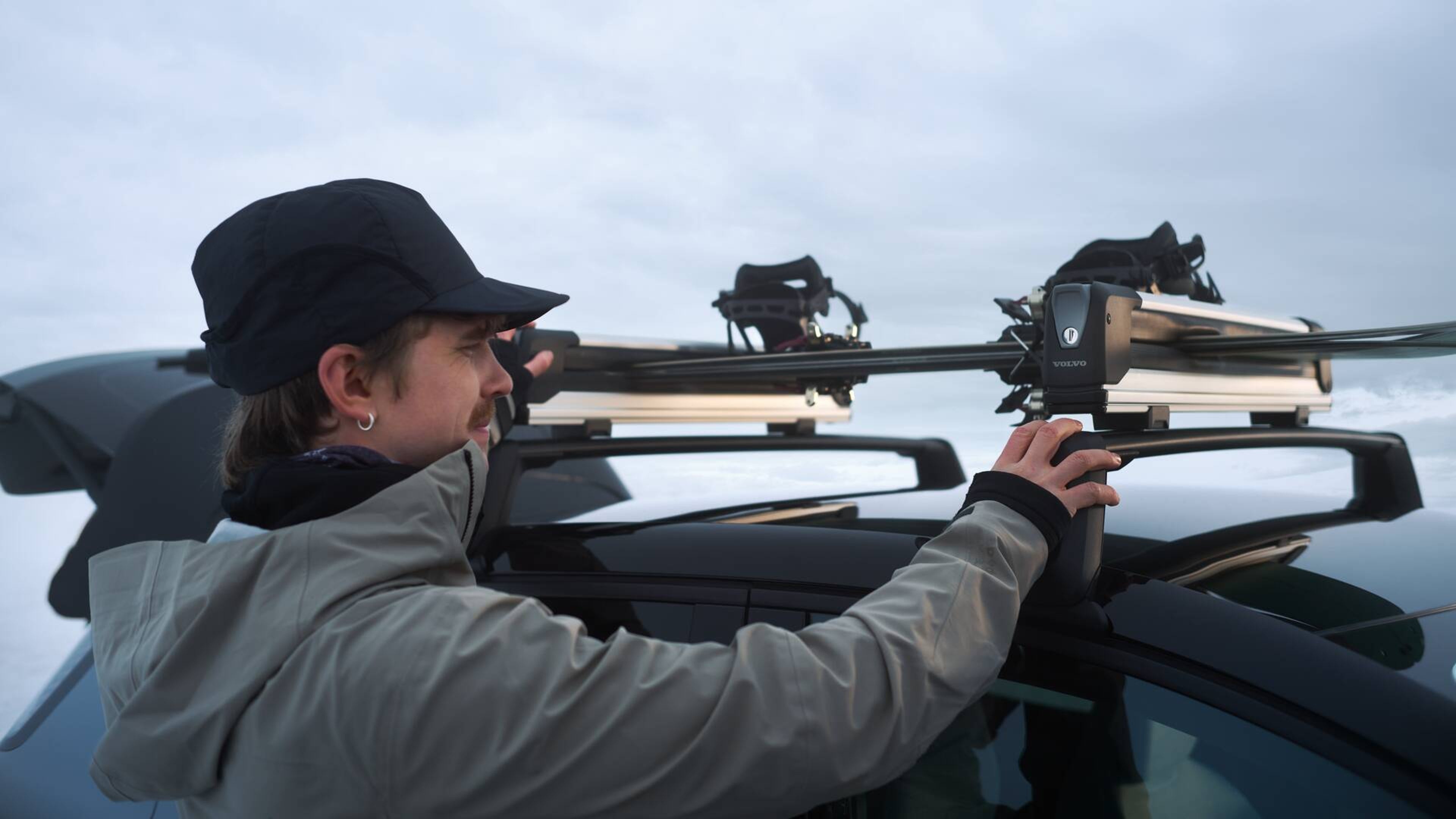 Skidhållare monterad på ett biltak